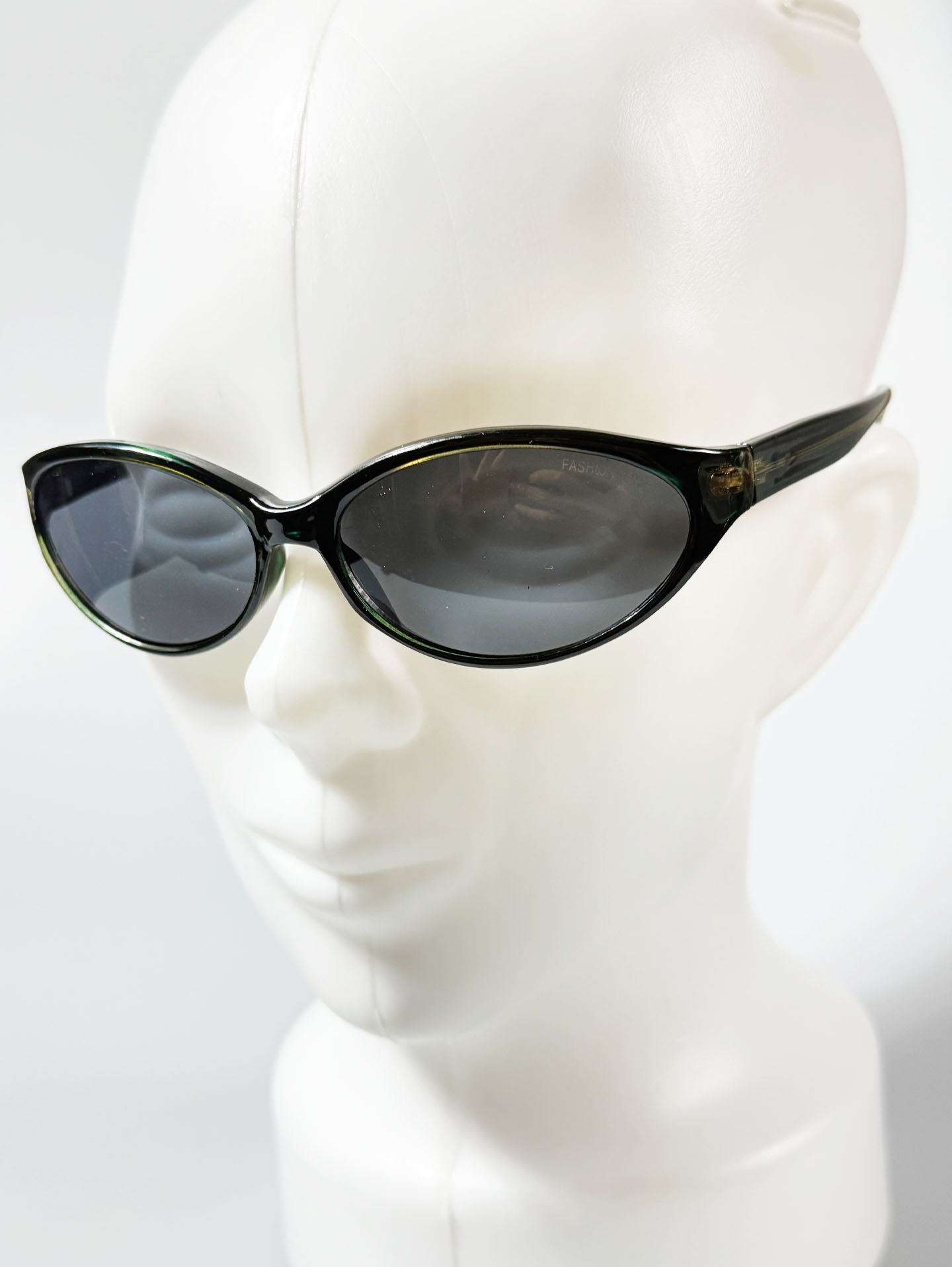 90's FASHION LINE Dark Green Bold Oval Sunglasses