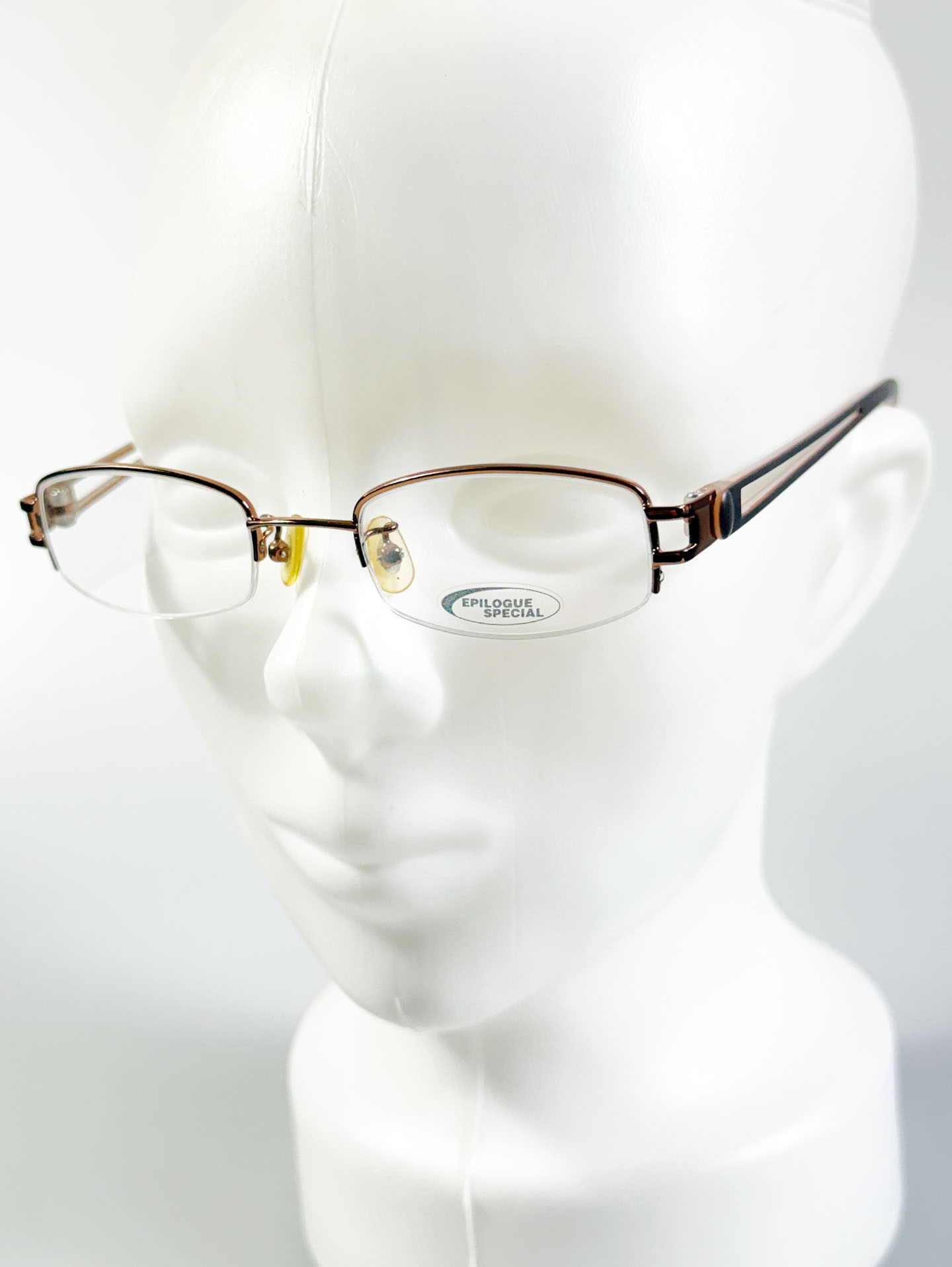EPILOGUE Brown Half-Rim Square Metal Glasses