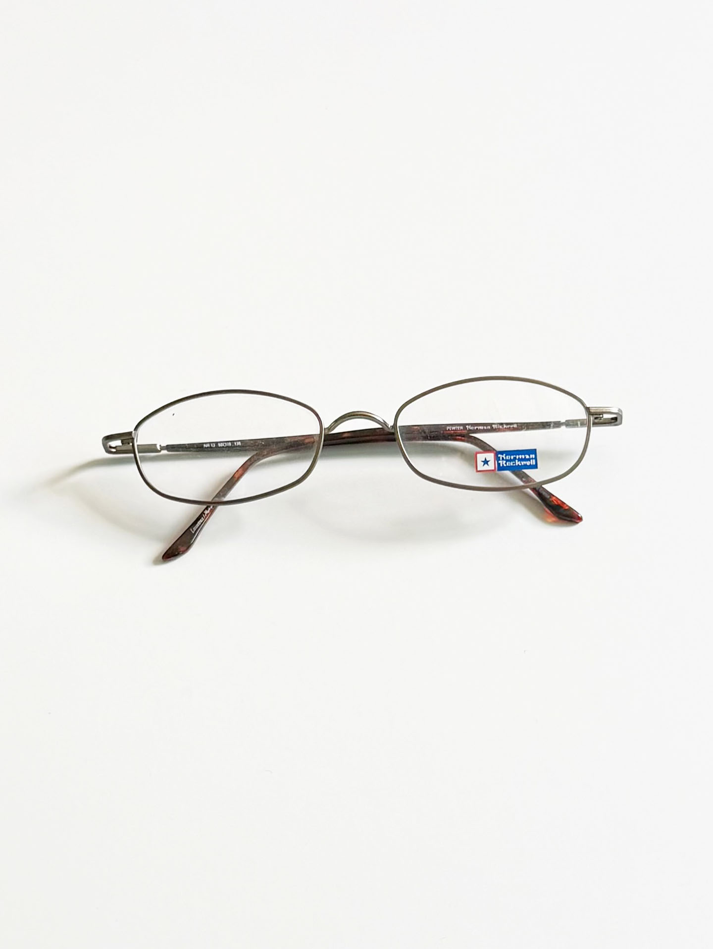 90’s Norman Rockwell Dark Silver Slim Oval Metal Glasses