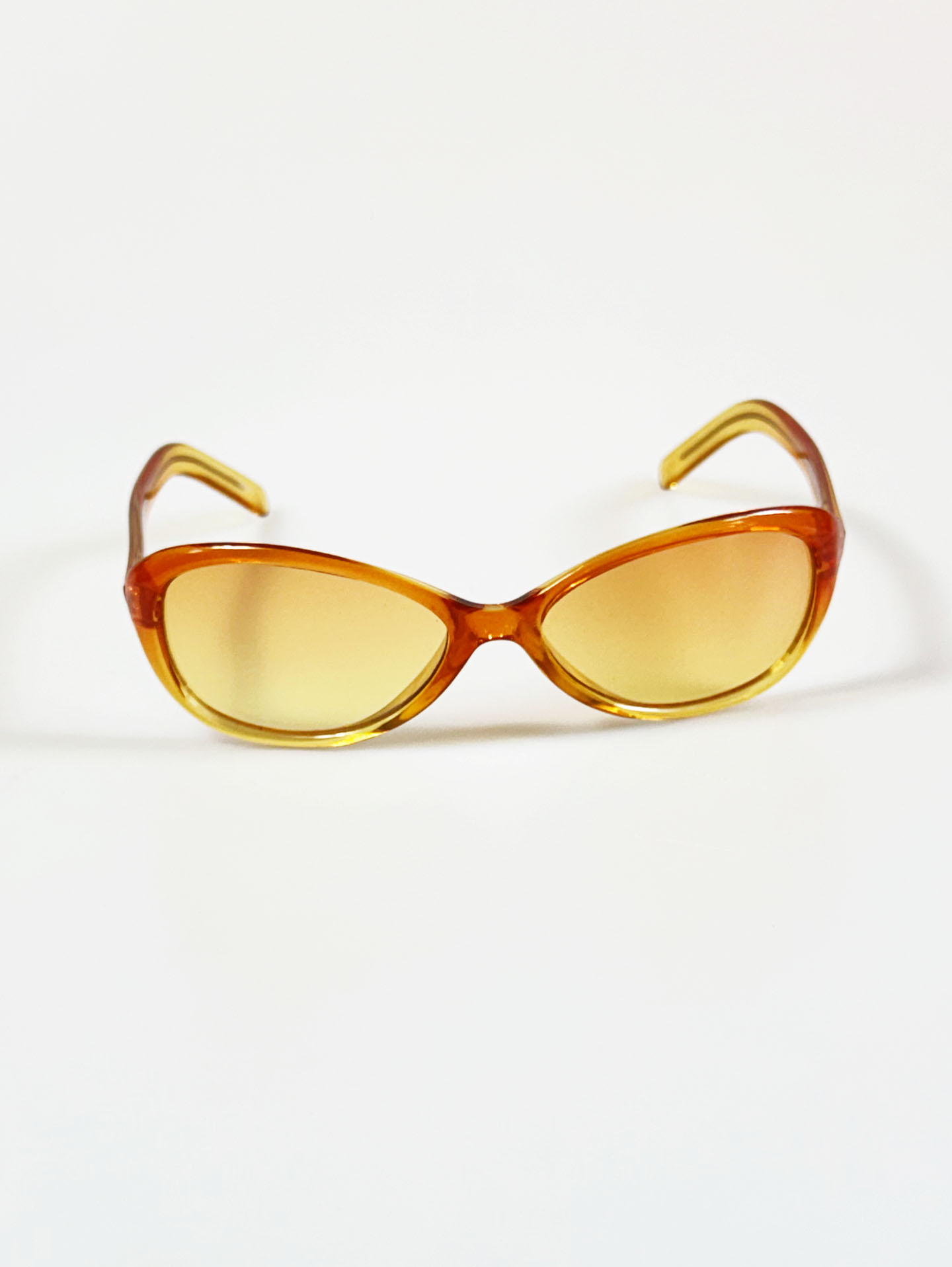 Amber Orange Bold Oval Wrap Frame Tint Sunglasses