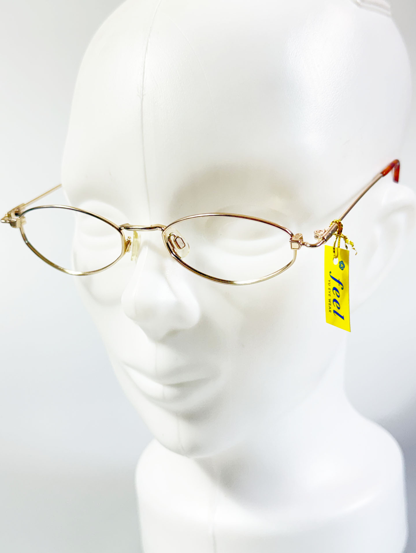 90’s FEEL Gold Slim Oval Metal Frame Glasses