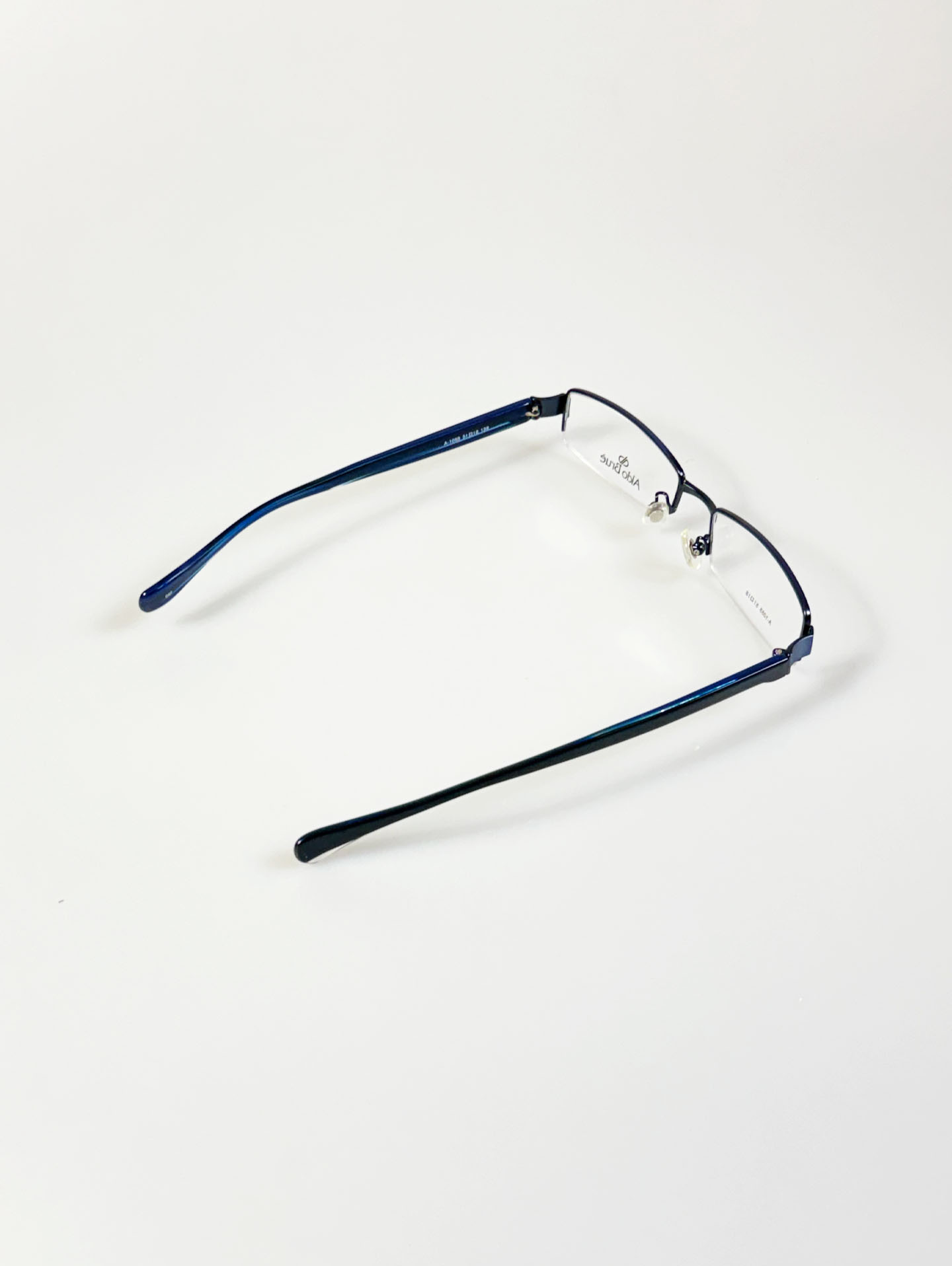 Aldo Brue Semi-Rimless Square Blue Metal Frame Glasses