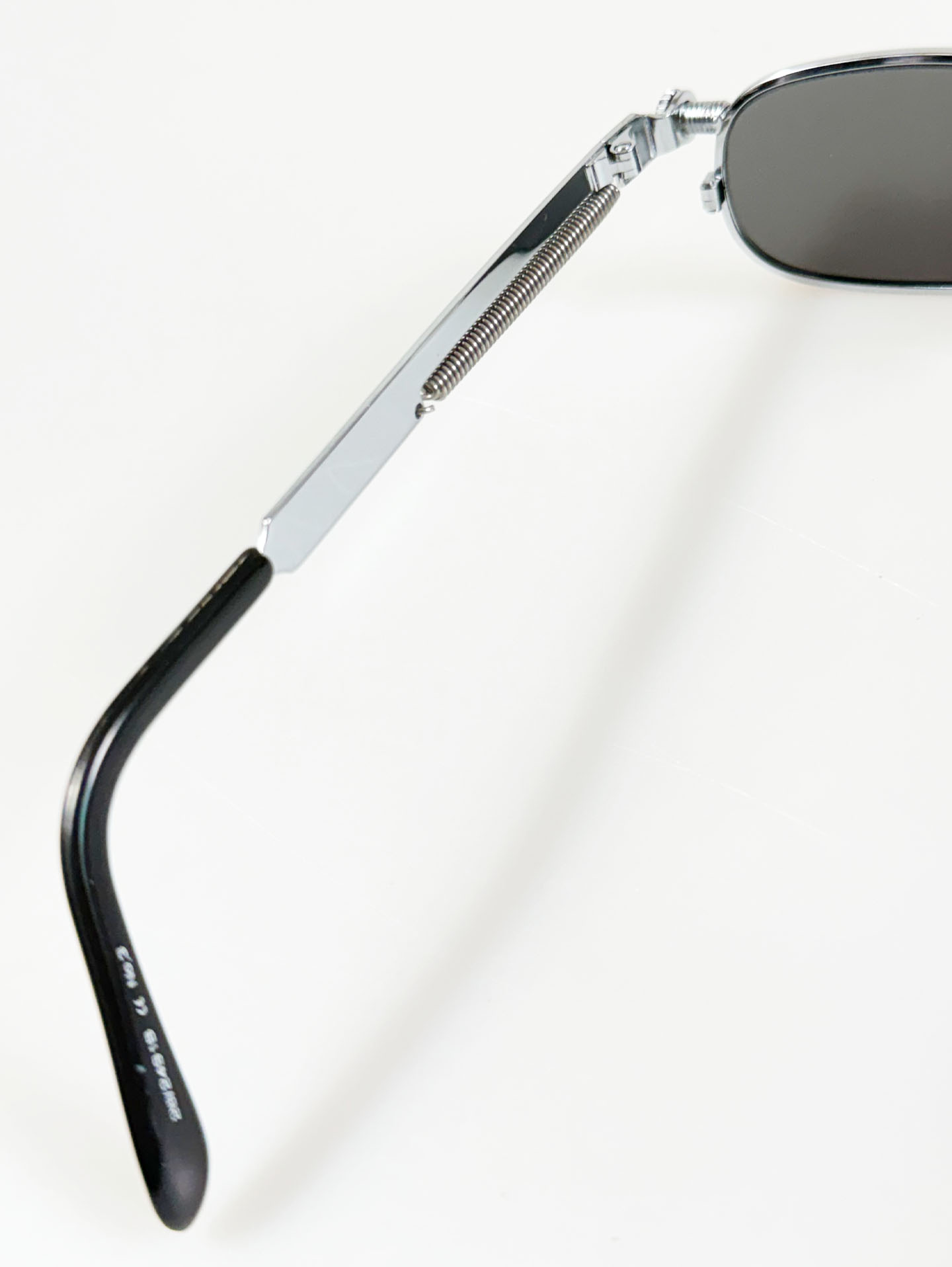 90's Silver Slim Square Spring Detail Metal Sunglasses