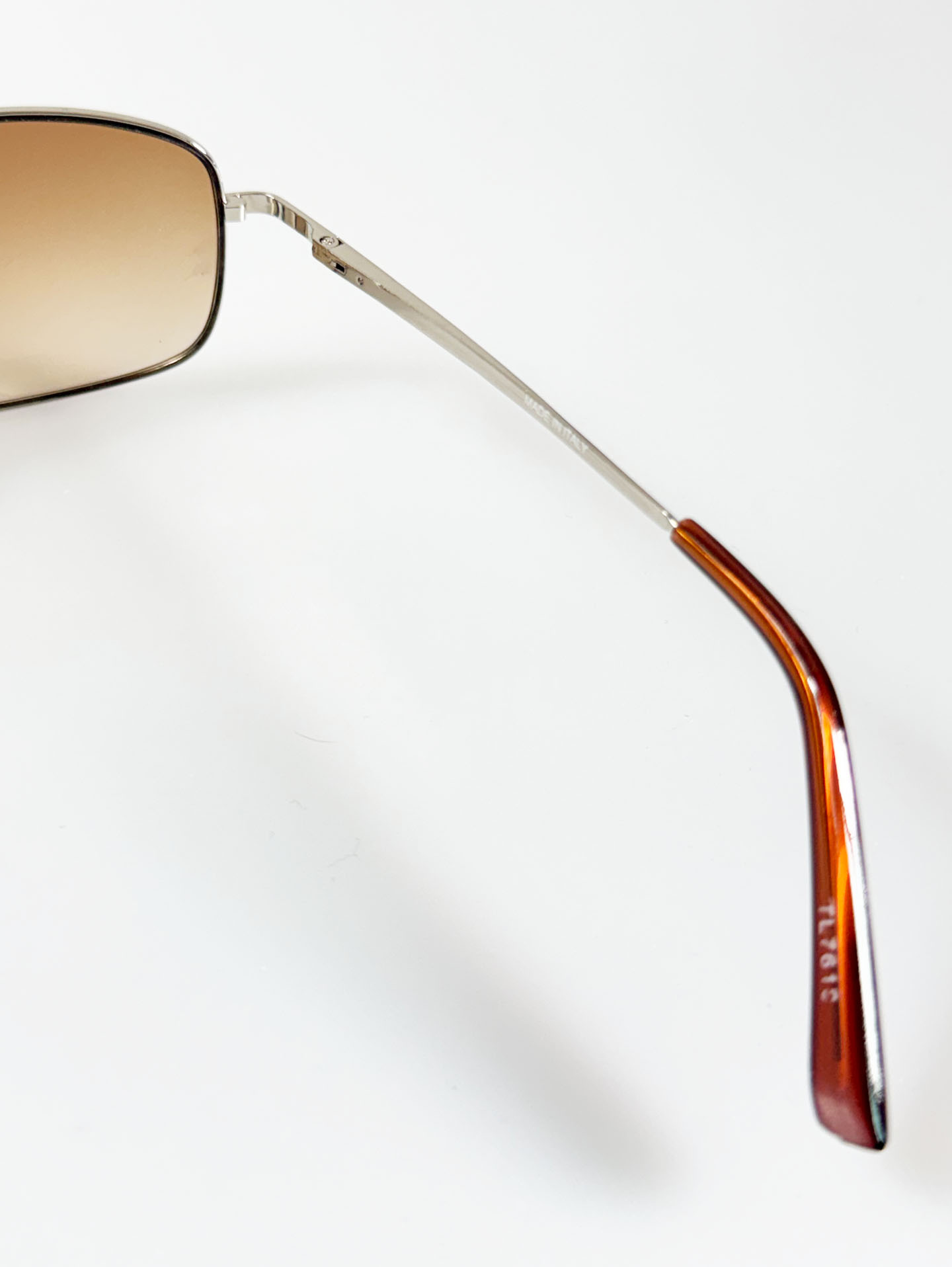 Silver Double Bridge Slim Square Tint Sunglasses