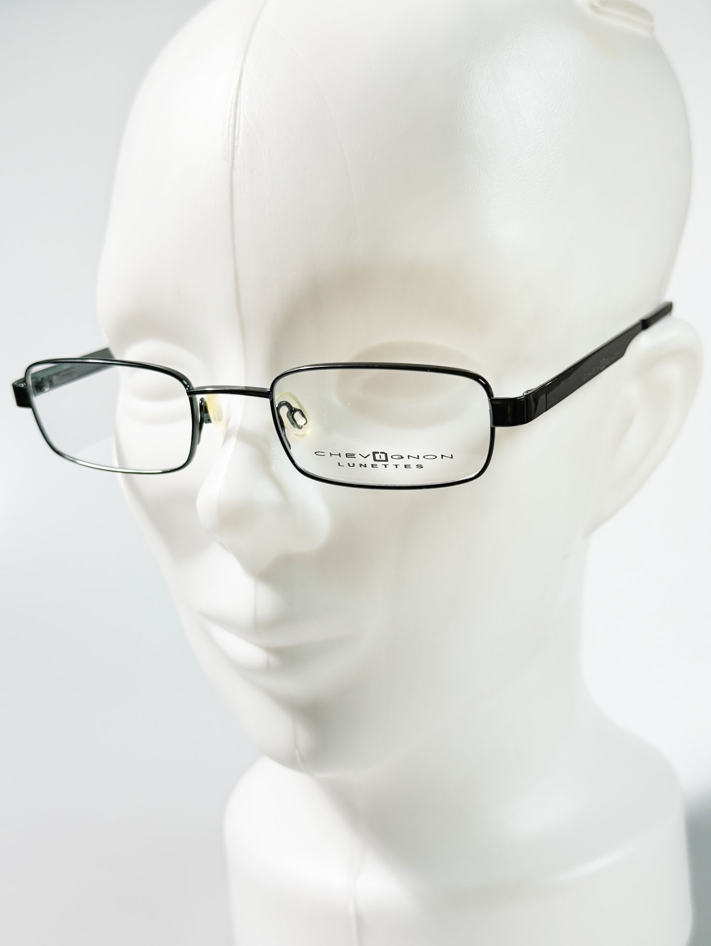 90's CHEVIGNON Dark Green Slim Square Metal Frame Glasses
