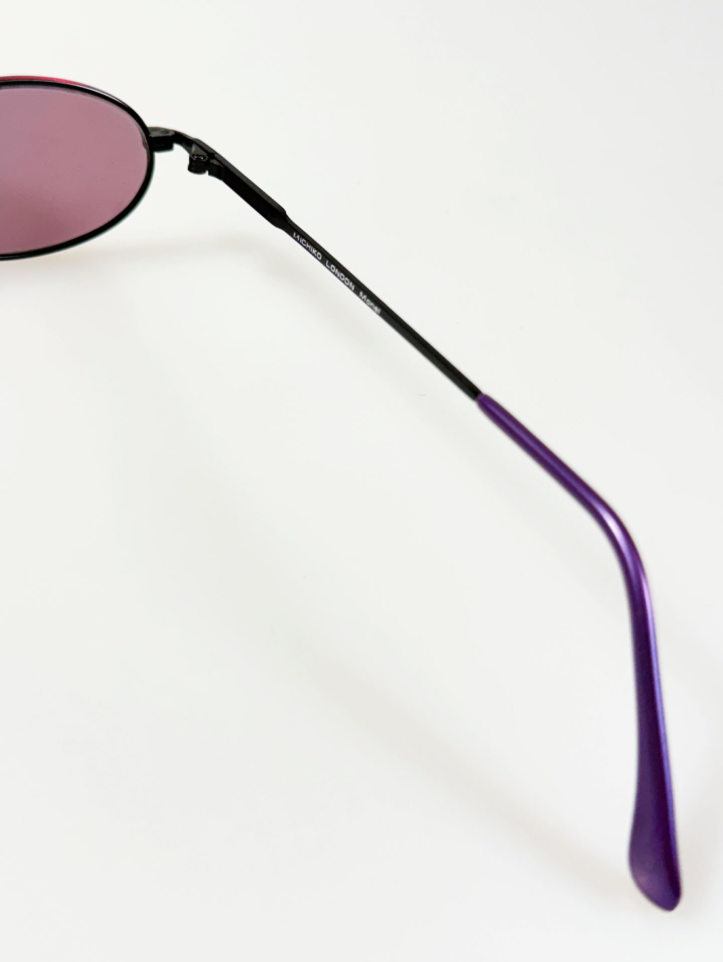 90's MICHIKO LONDON Slim Oval Rose Pink Metal Tint Sunglasses