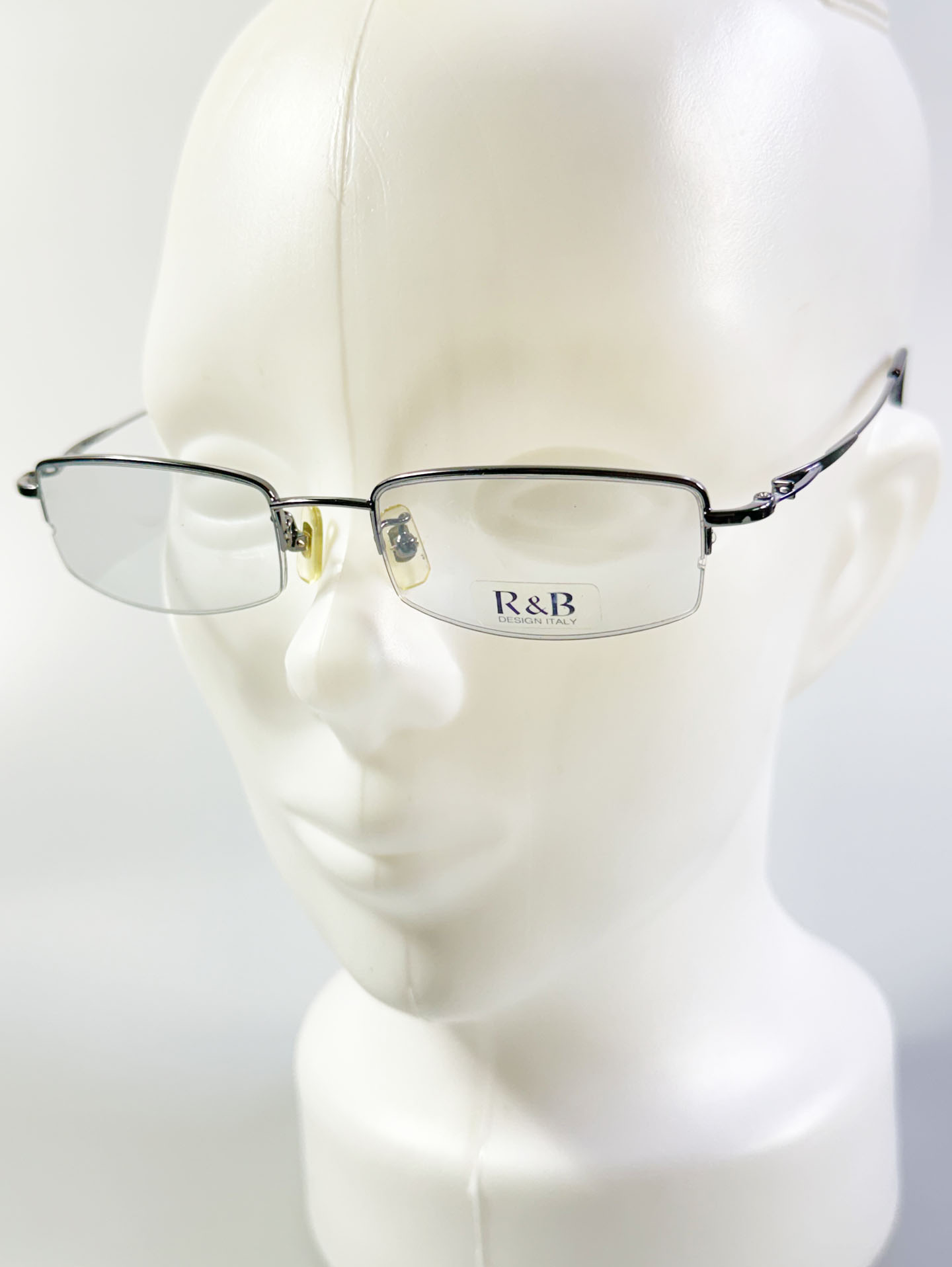 R&B Eyewear Half-Rim Square Gunmetal Frame Glasses
