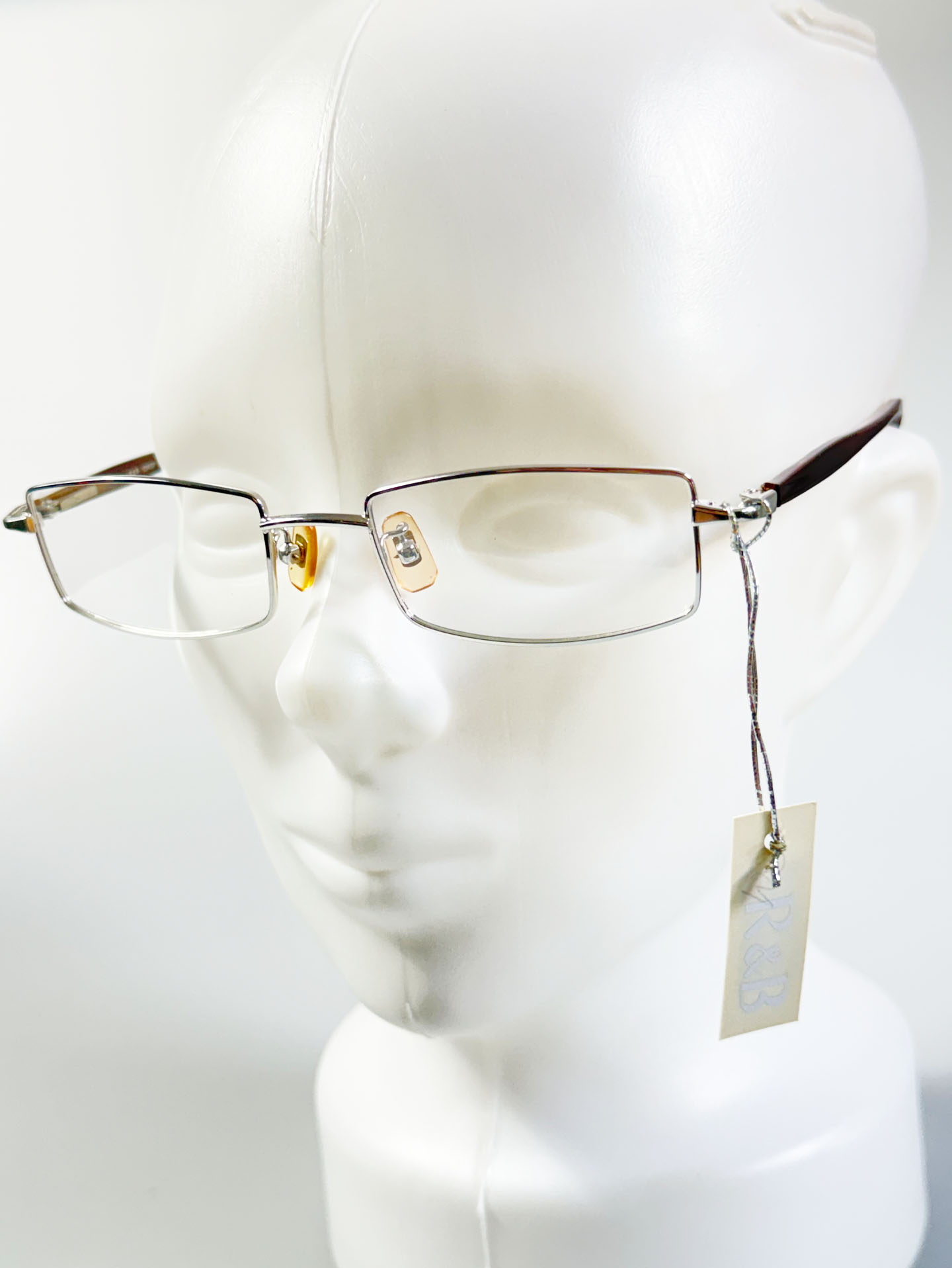 R&B Eyewear Silver Slim Square Metal Glasses