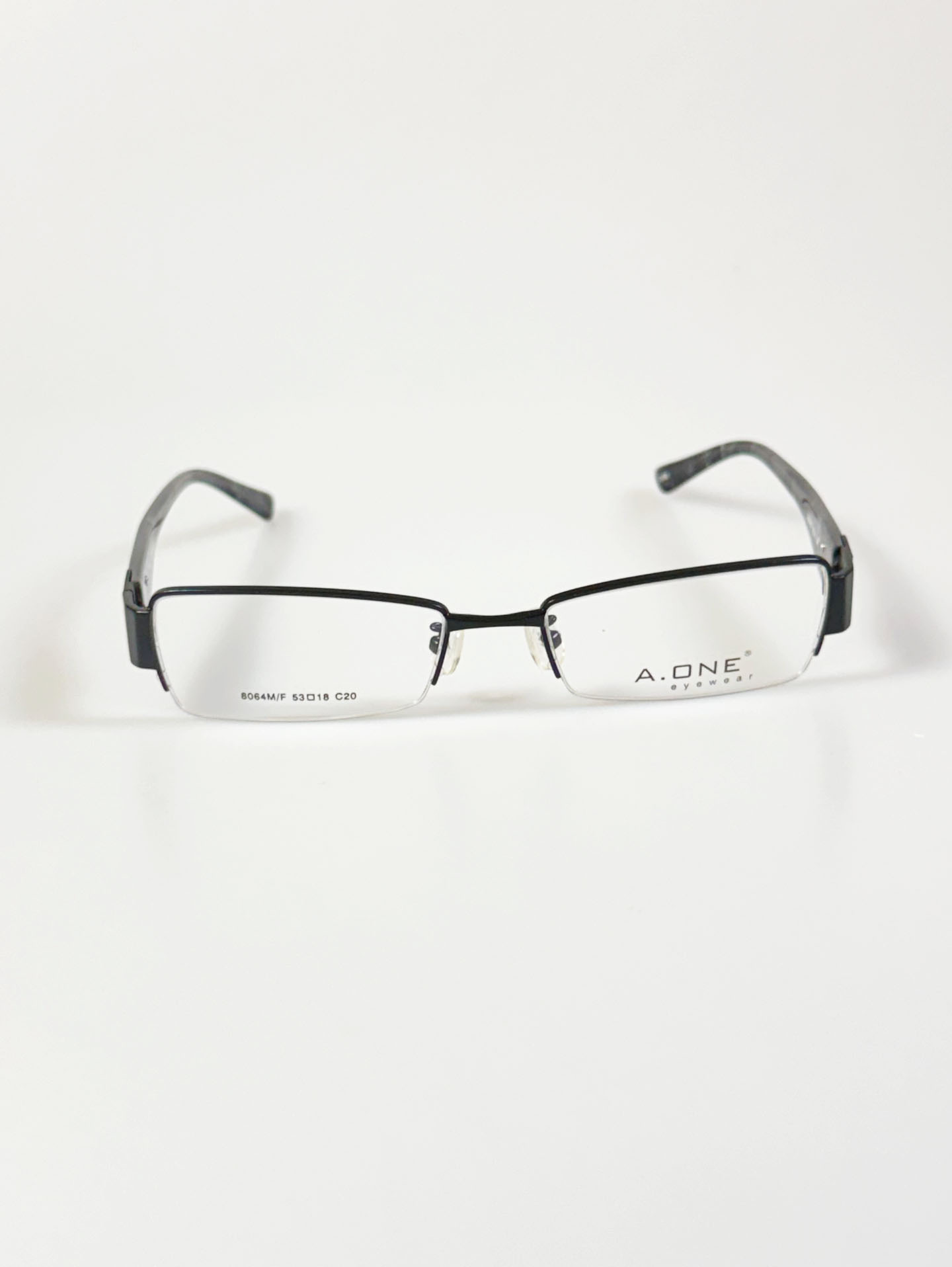 A.ONE Square Half-Rim Black Metal Frame Glasses