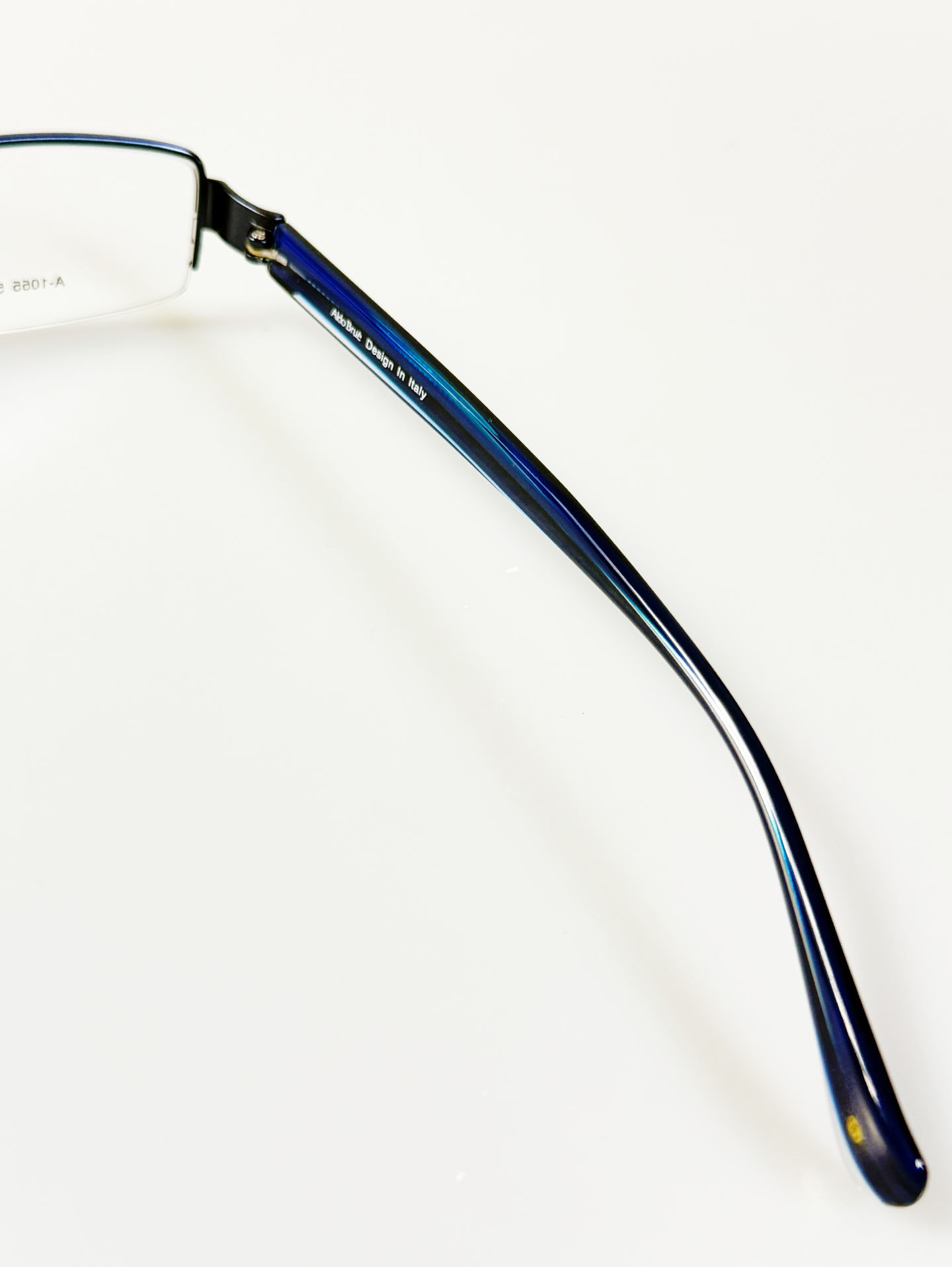 Aldo Brue Semi-Rimless Square Blue Metal Frame Glasses