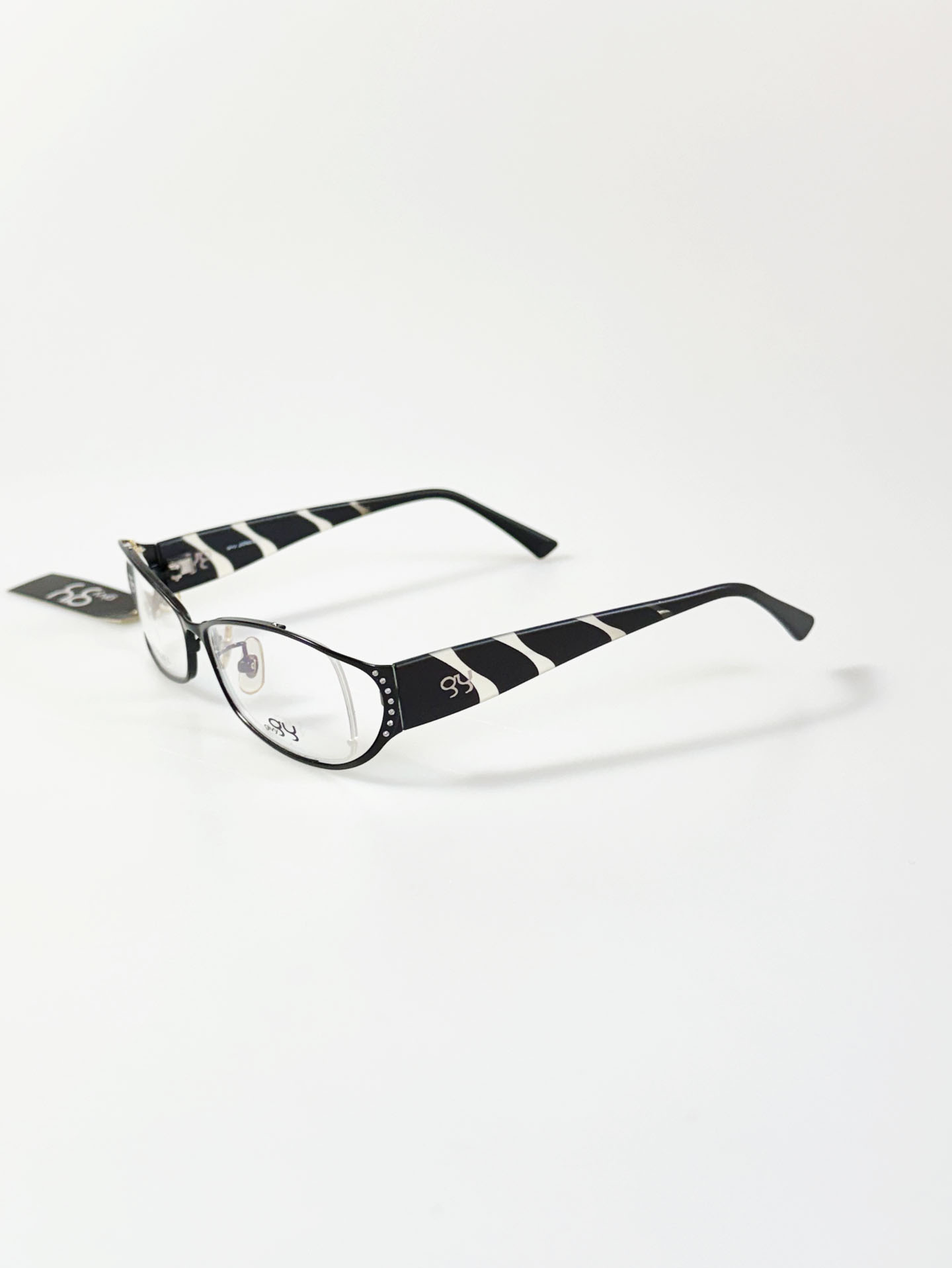GIVY Black Slim Square Metal Frame Glasses