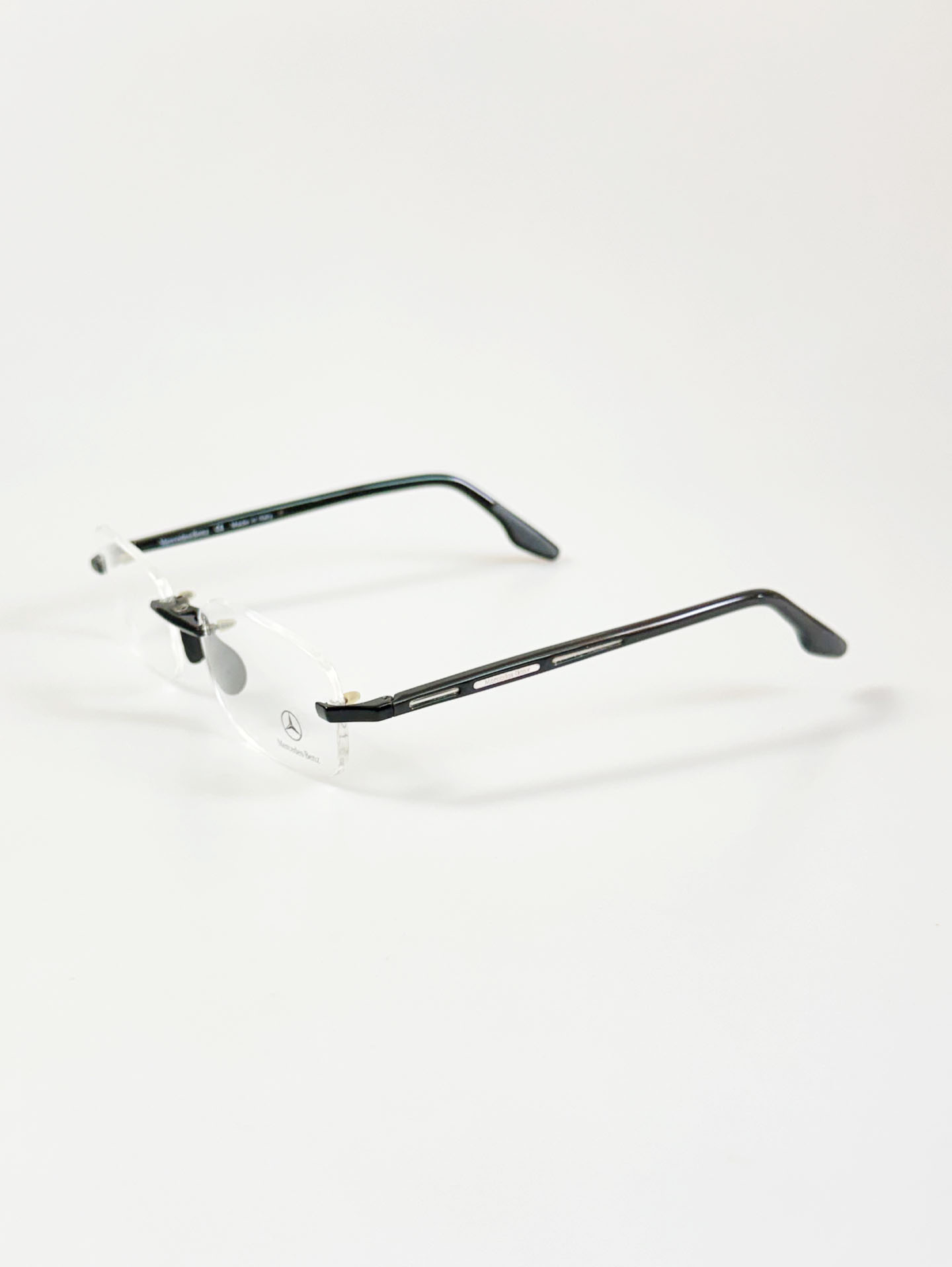 MERCEDES-BENZ Black Rimless Square Frame Glasses