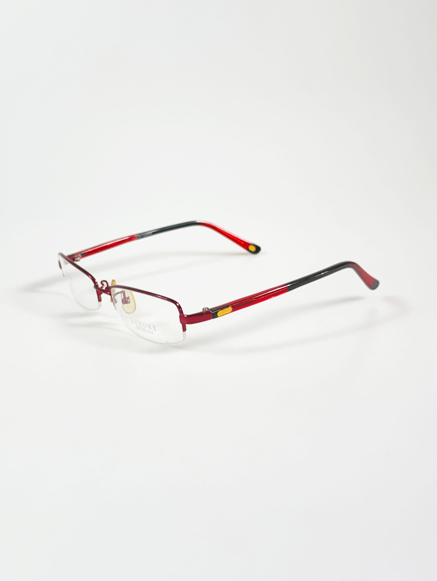 Luxury Red Semi-Rimless Square Metal Frame Glasses