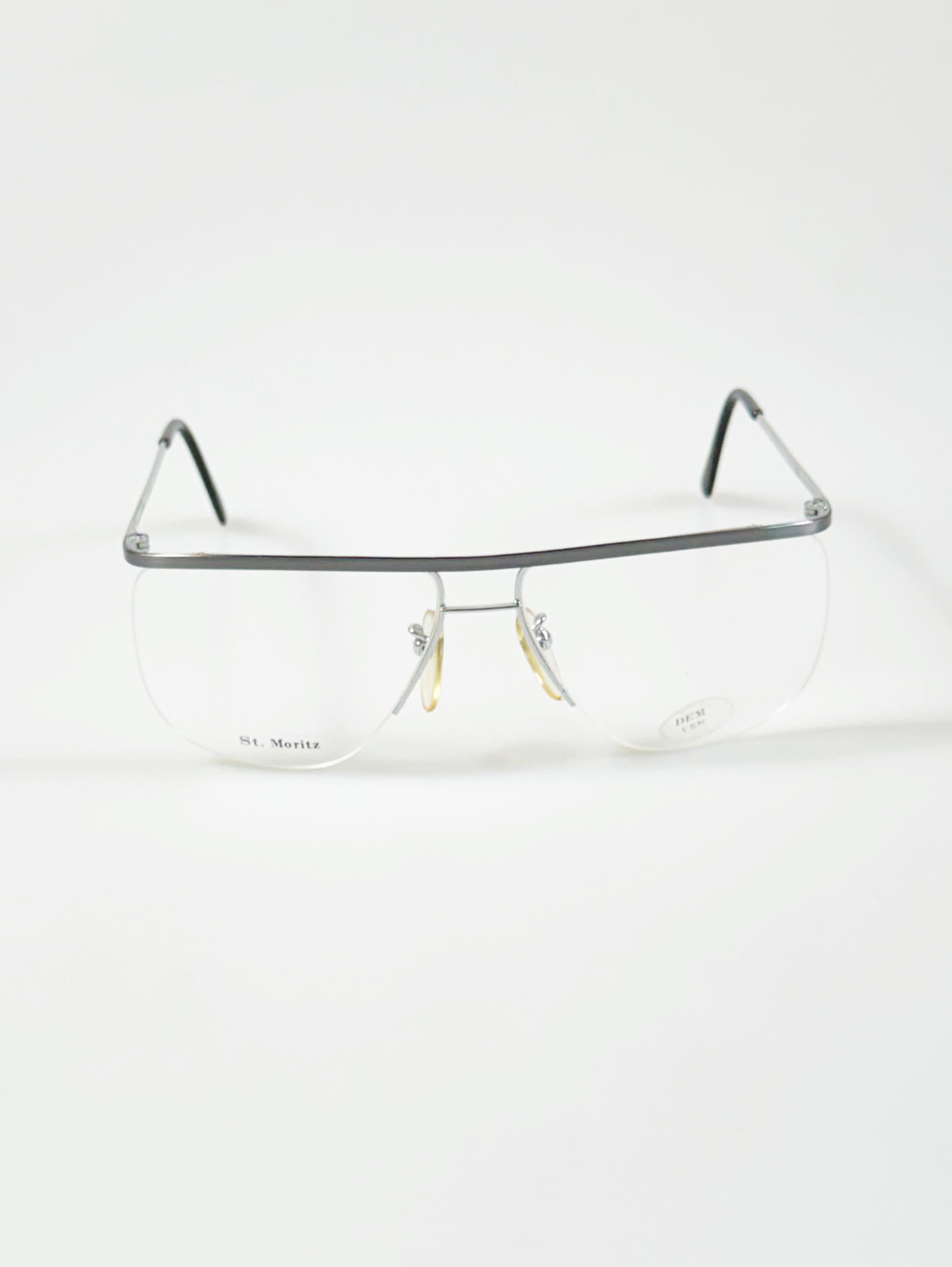 90's St. Moritz Silver Semi-Rimless Boeing Metal Glasses