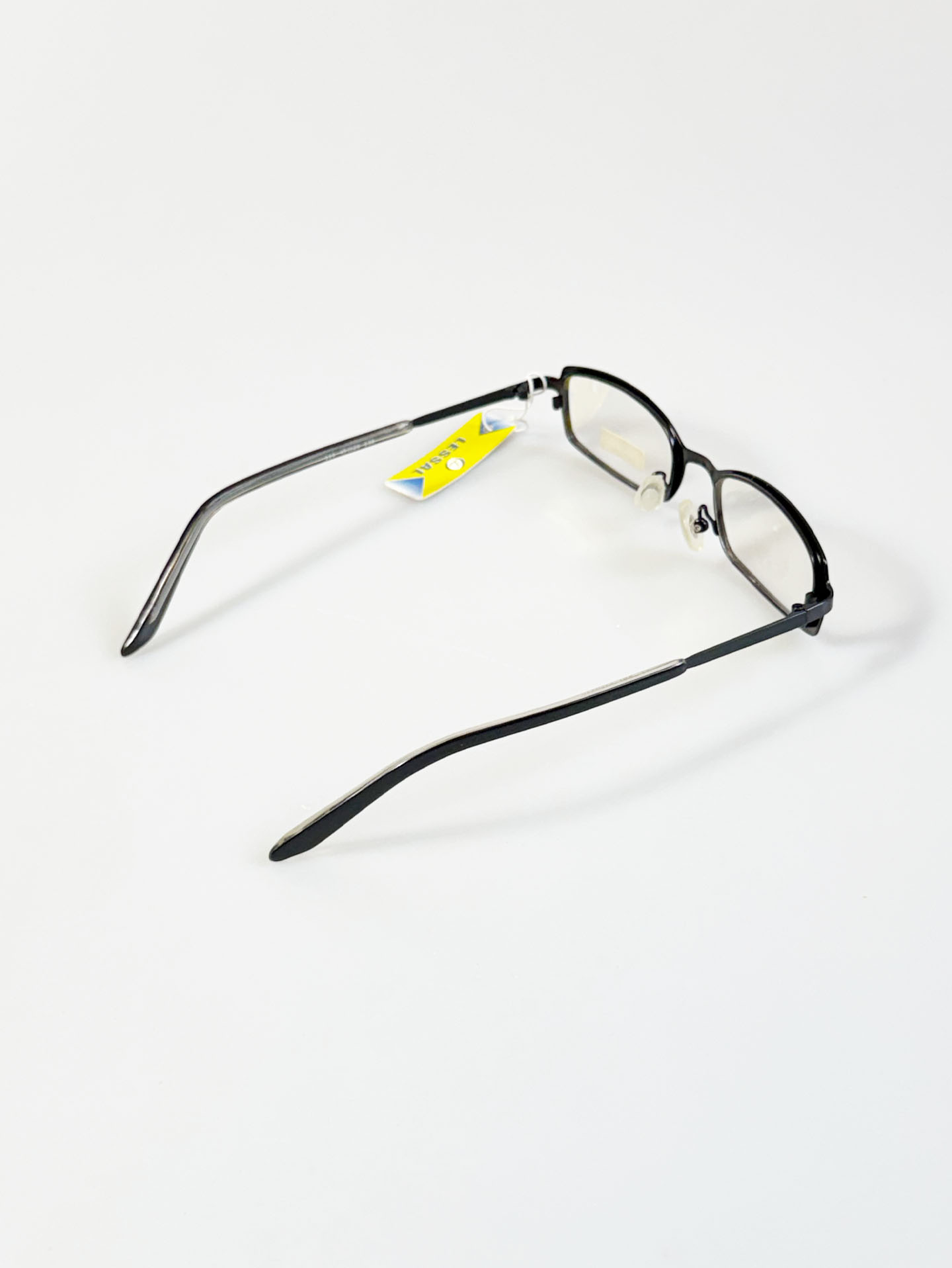 LESSAL Black Slim Square Metal Frame Glasses