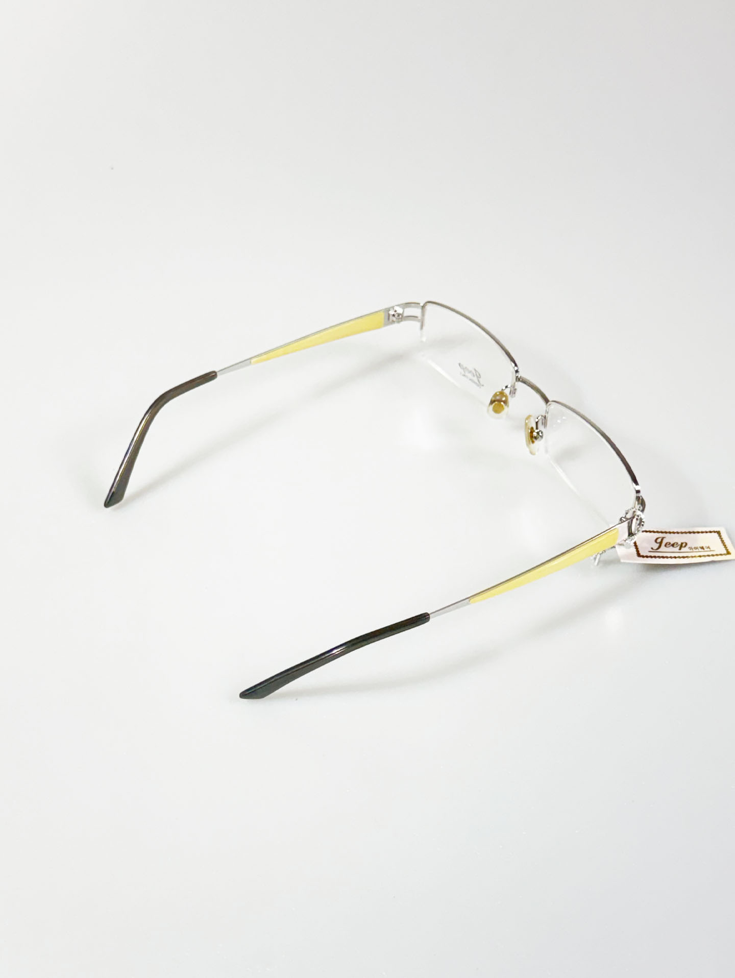 Jeep Silver Semi-Rimless Square Metal Frame Glasses