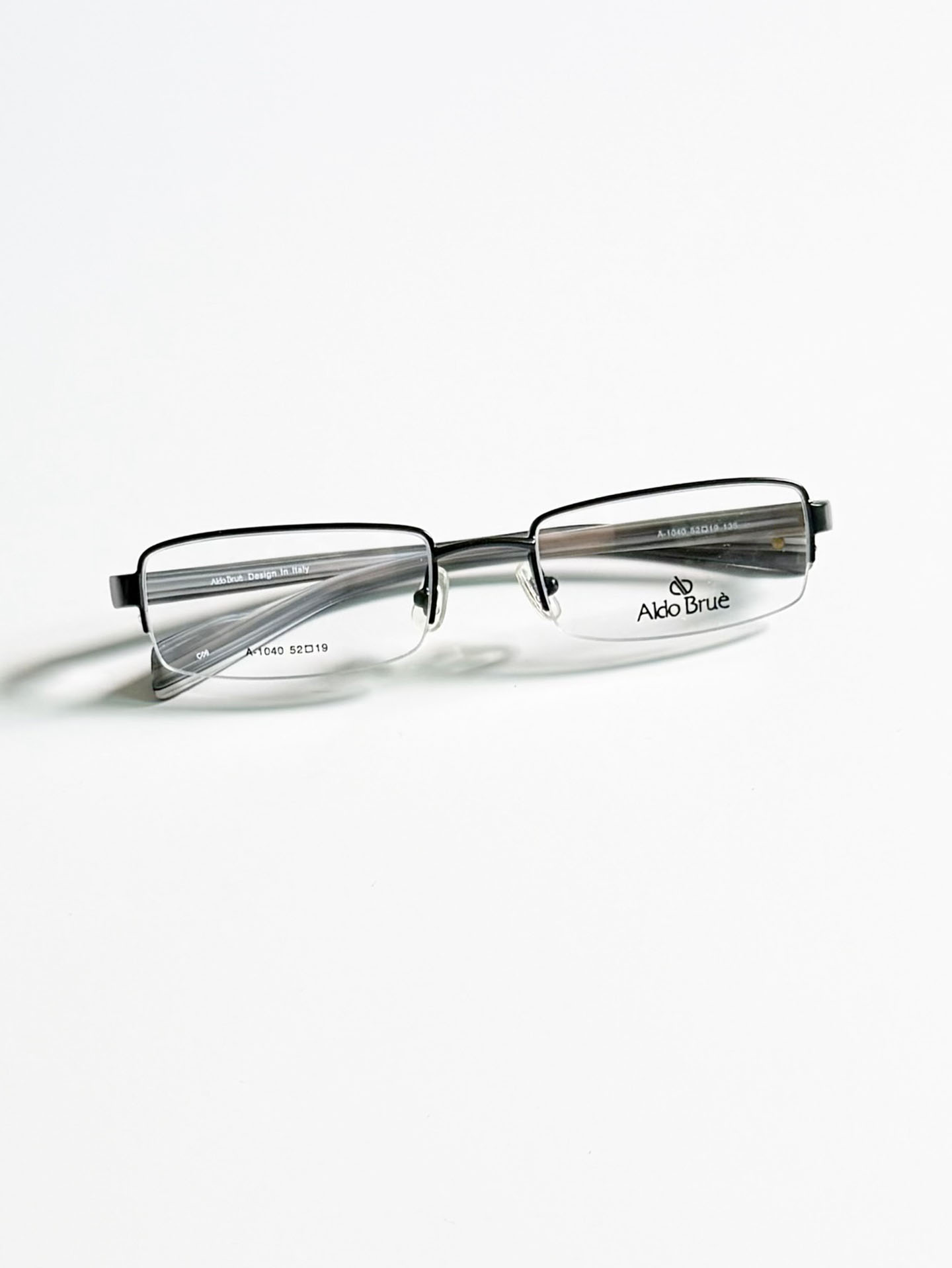 Aldo Brue Black Half-Rim Square Metal Glasses