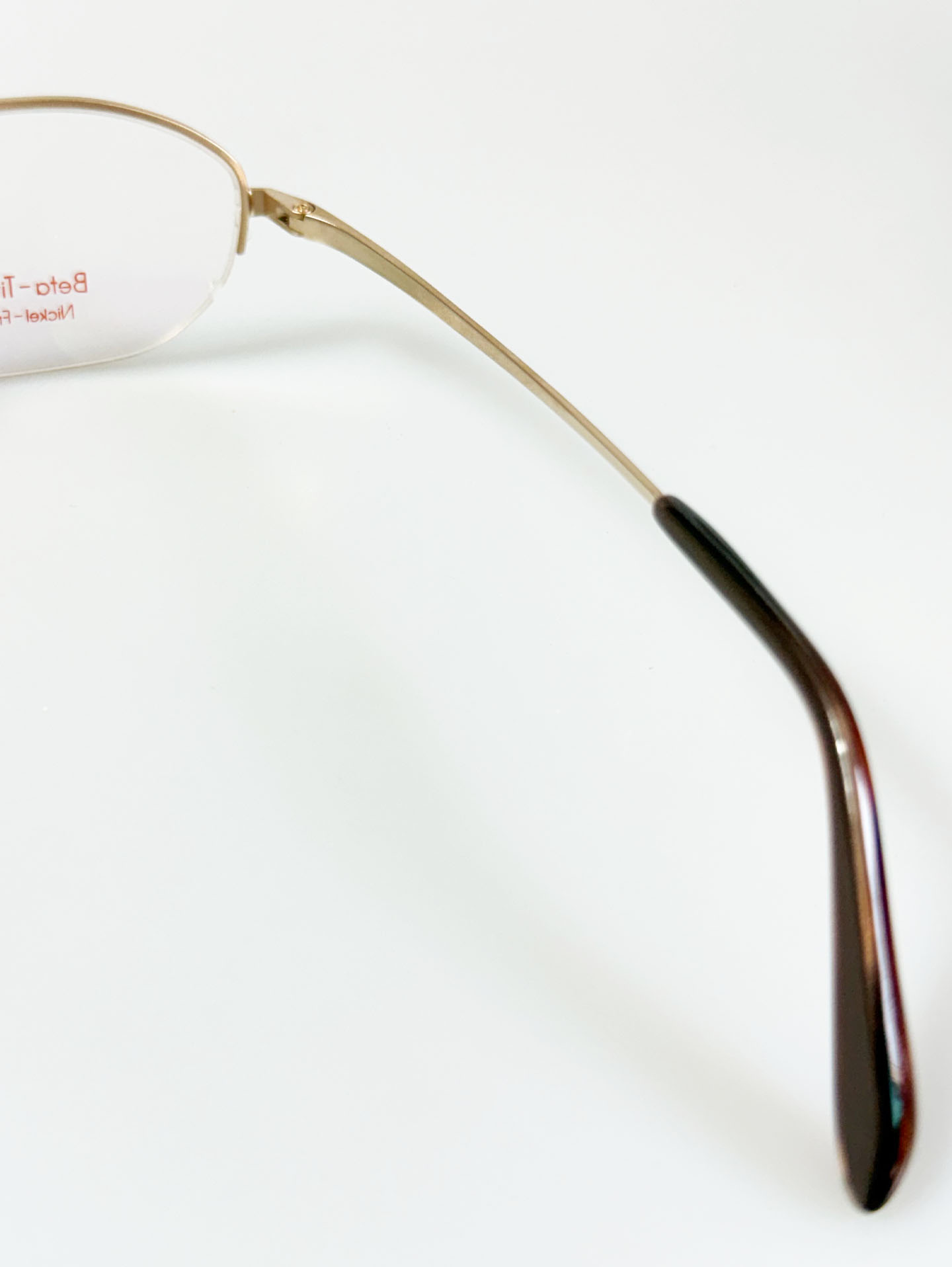 KISSO Gold Beta Titanium Double-Bridge Semi-Rimless Square Frame Glasses