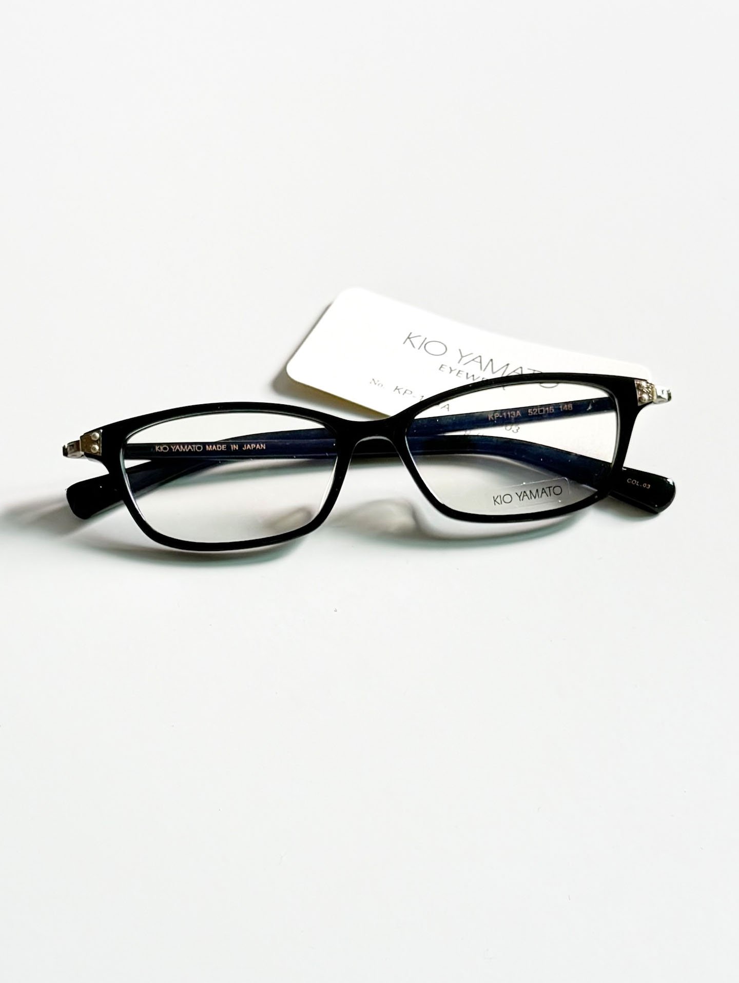 KIO YAMATO Black Square Combination Horn-Rim Glasses
