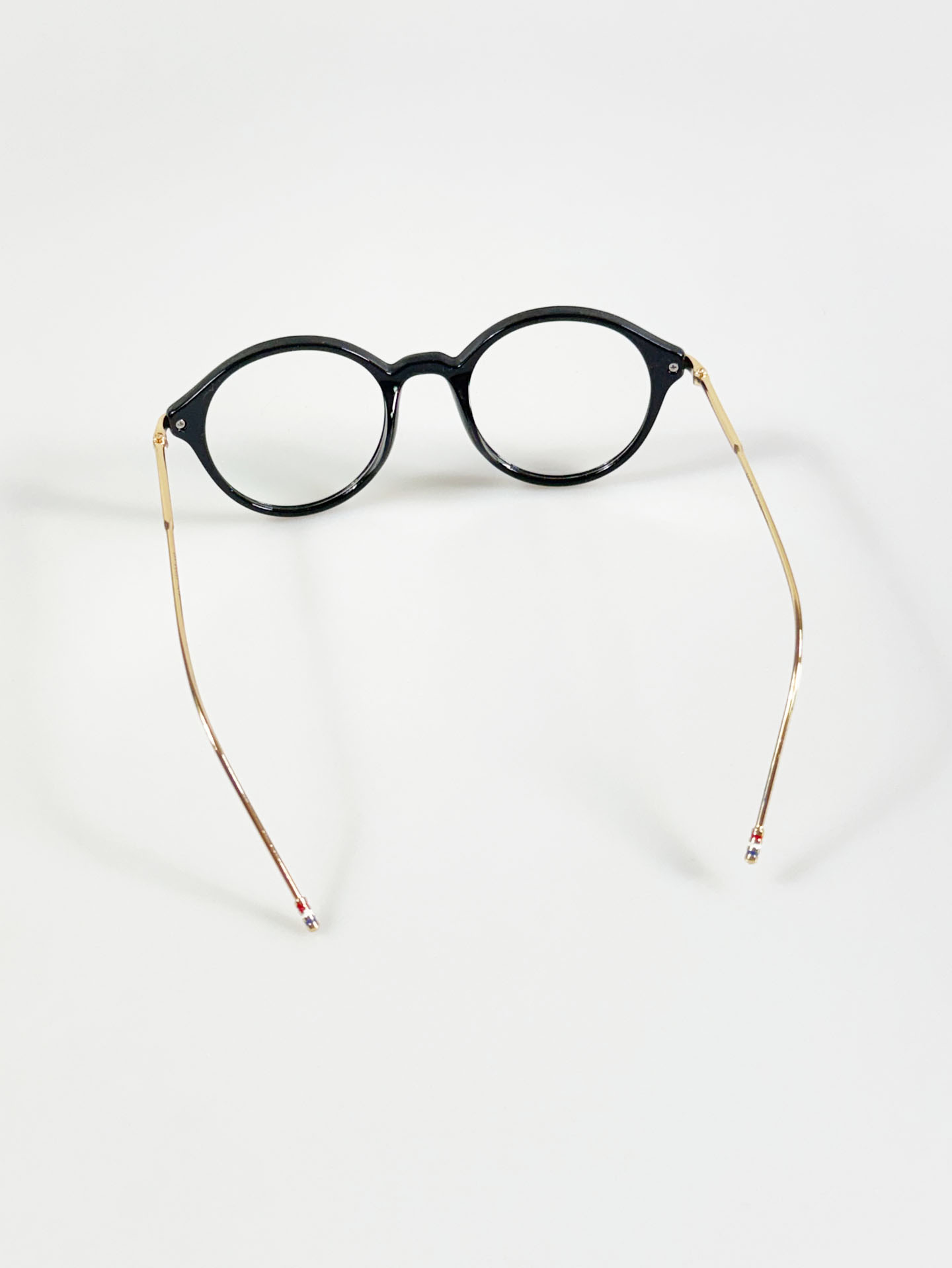 Black Round Acetate & Gold Metal Combi Glasses