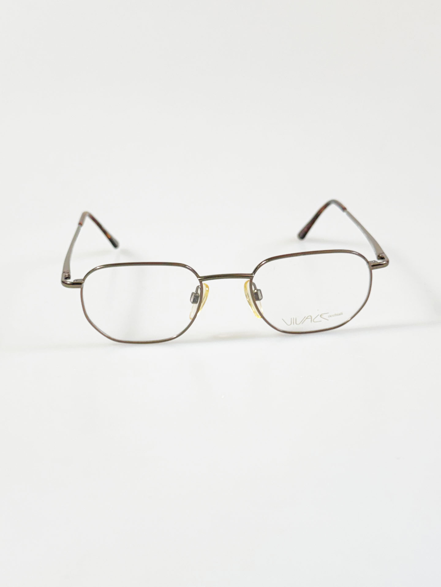 VIVACE Brown Soft Slim Square Metal Frame Glasses