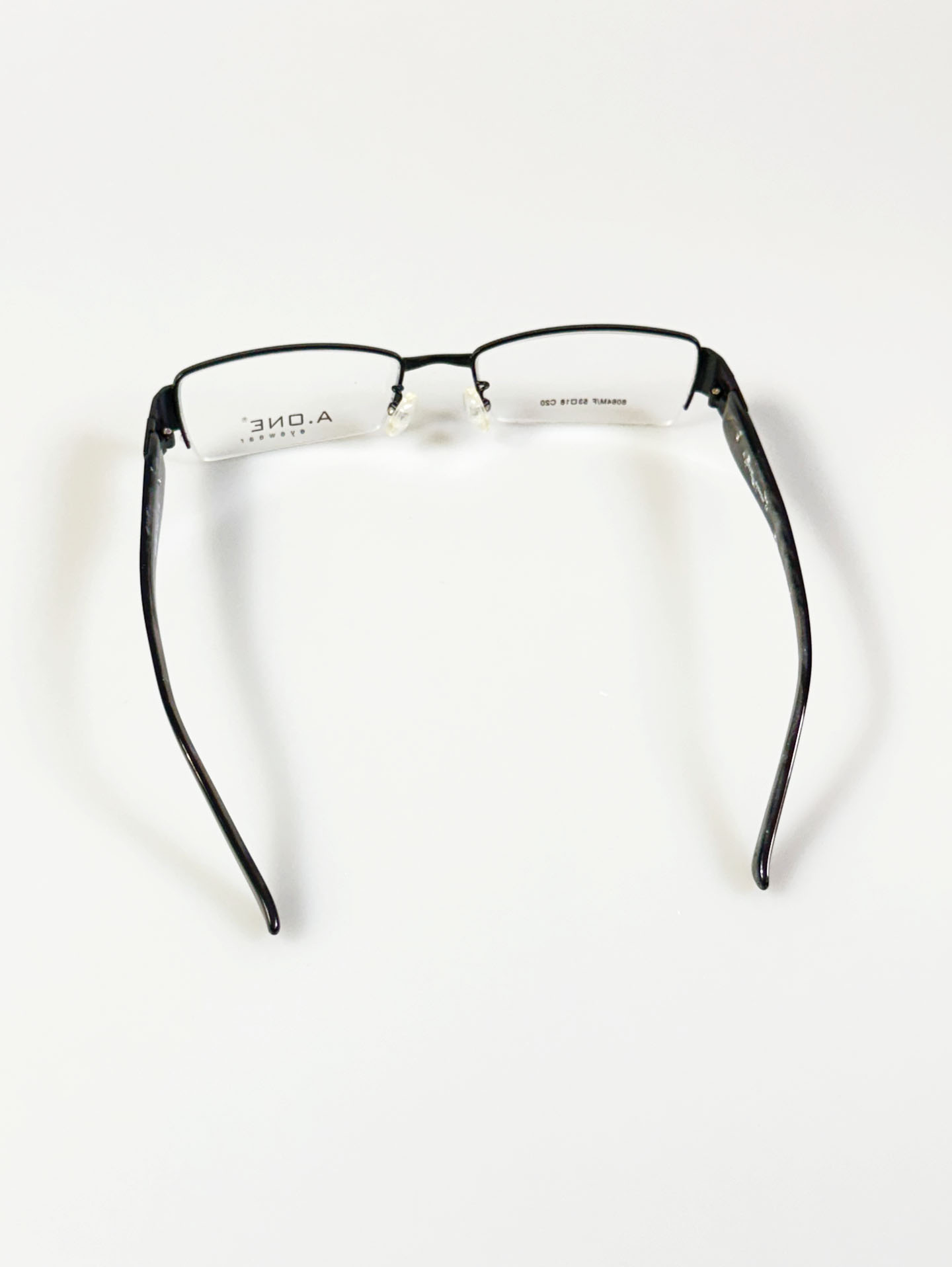 A.ONE Square Half-Rim Black Metal Frame Glasses