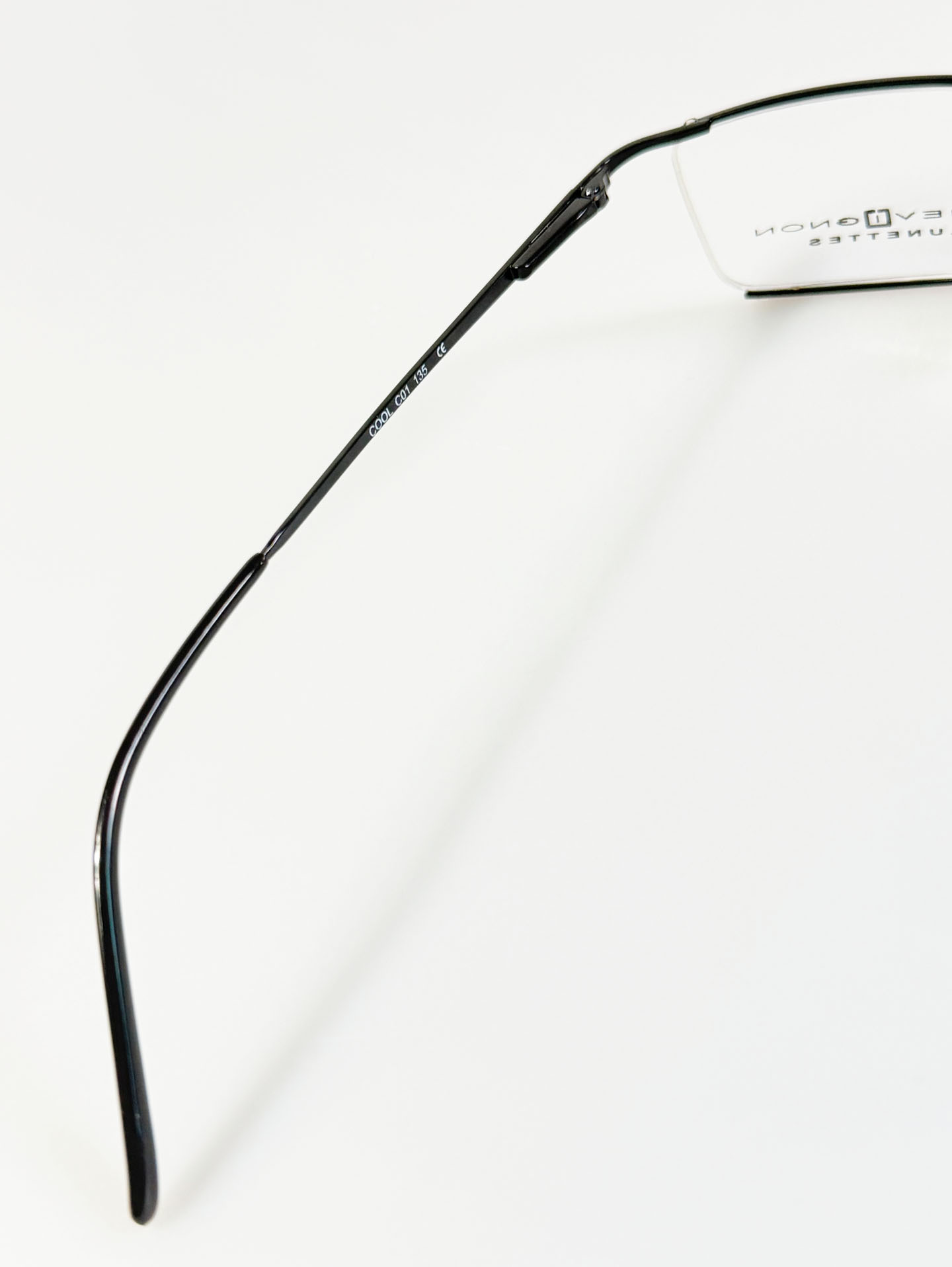 90's CHEVIGNON LUNETTES Black Square Semi-Rimless Metal Glasses