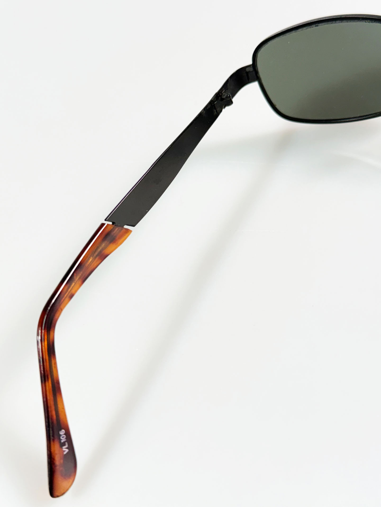 90's LOUIS MASTER Black Slim Square Metal Frame Sunglasses