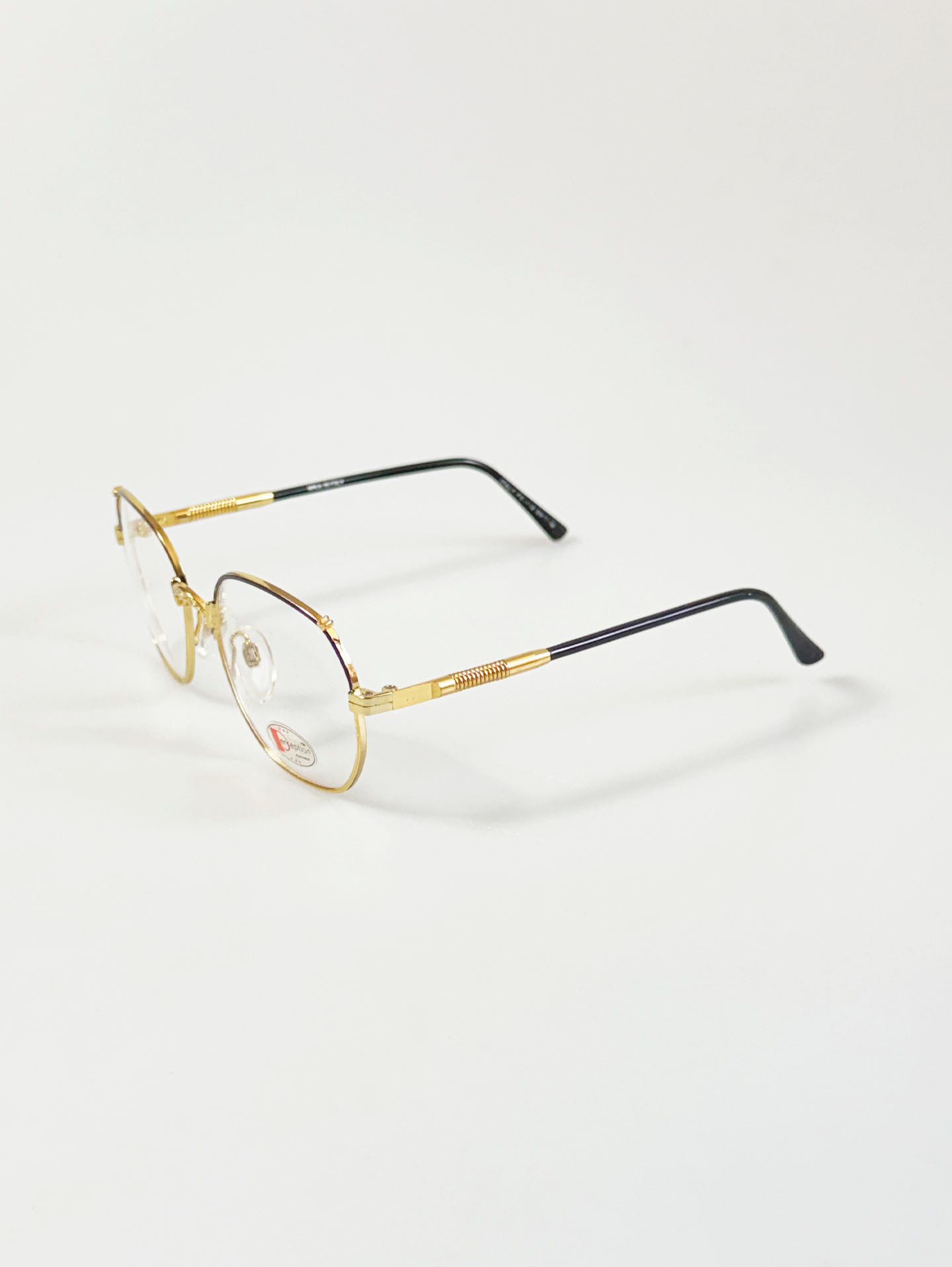 90's PERCEPTION Eyewear Gold Black Geometric Metal Frame Glasses