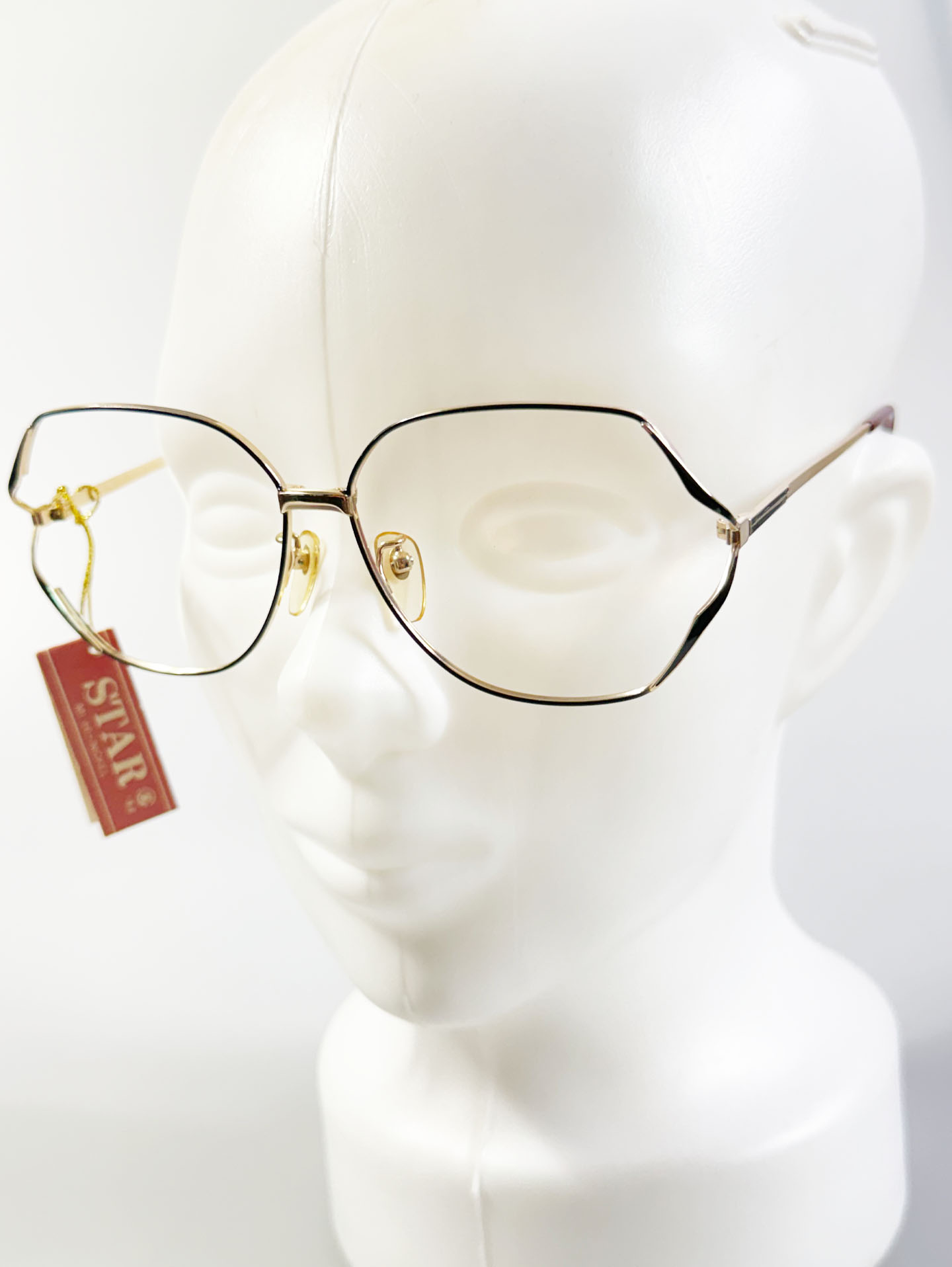 90's SJ STAR Gold Octagonal Metal Glasses