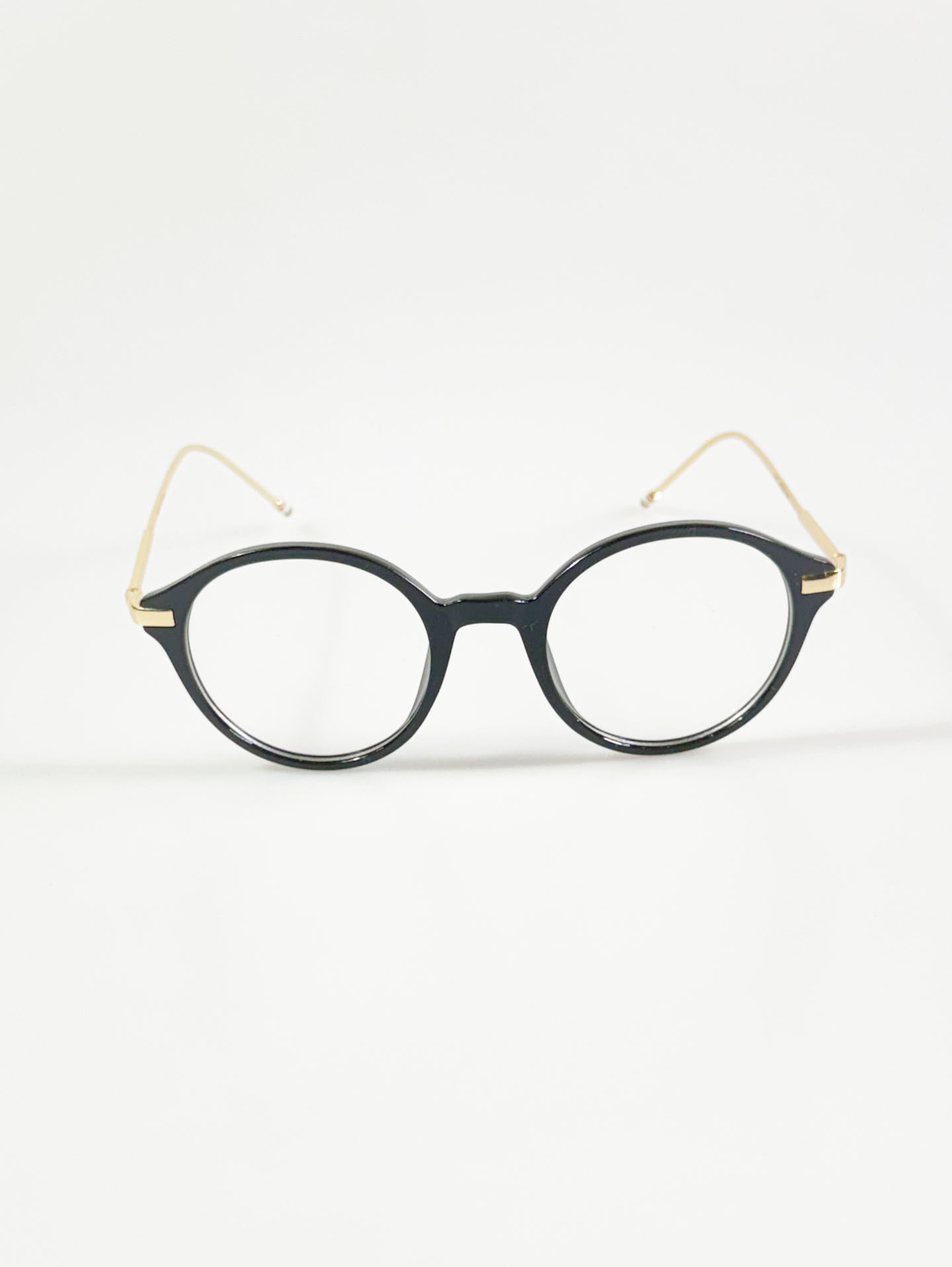 Black Round Acetate & Gold Metal Combi Glasses