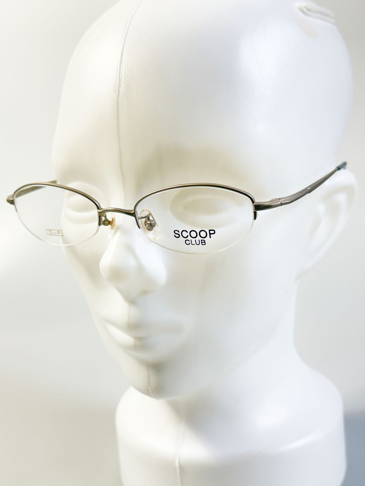 SCOOP CLUB Silver Titanium Oval Half-Rim Glasses