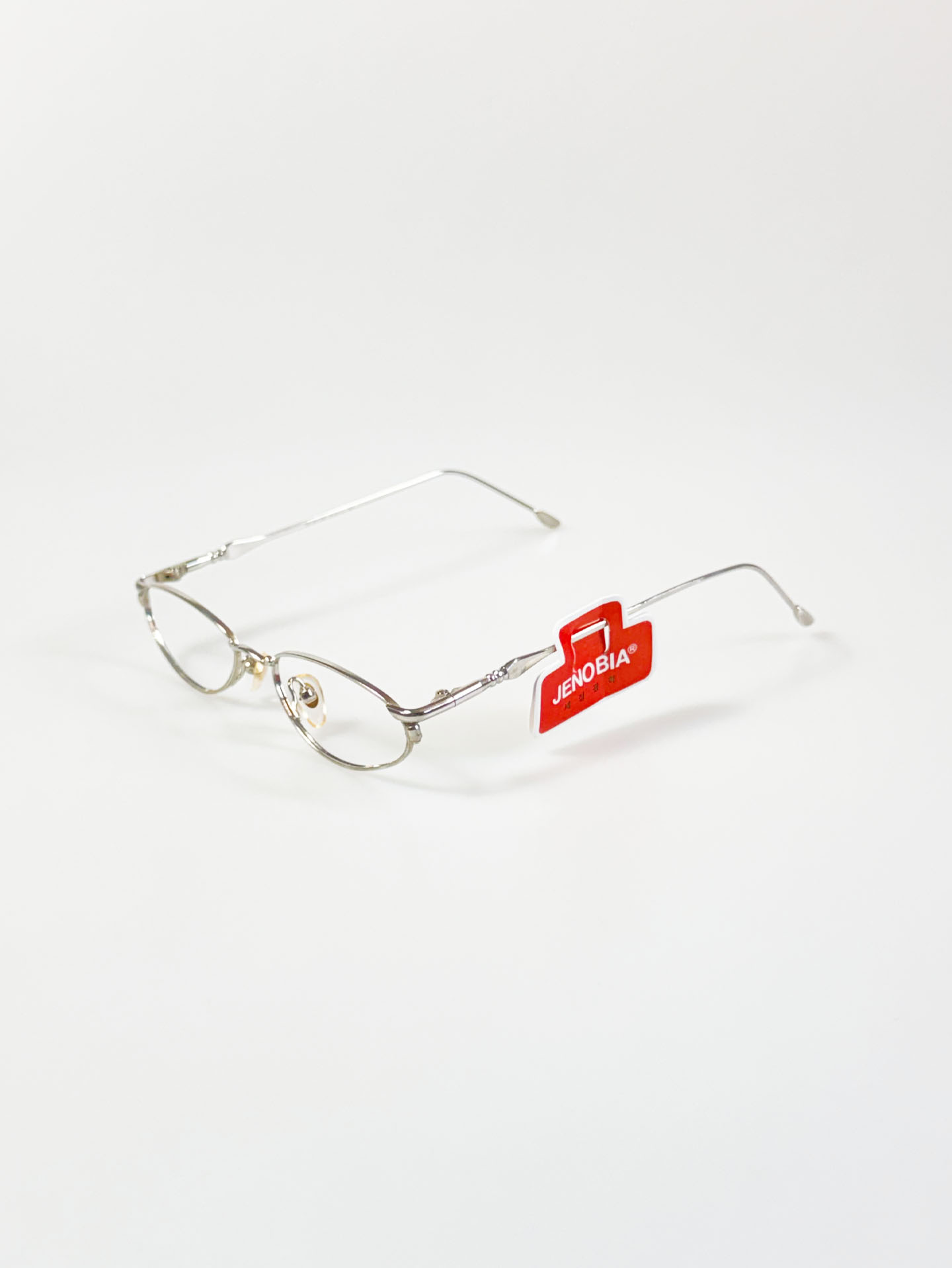 90’s JENOBIA Silver Slim Oval Metal Frame Glasses