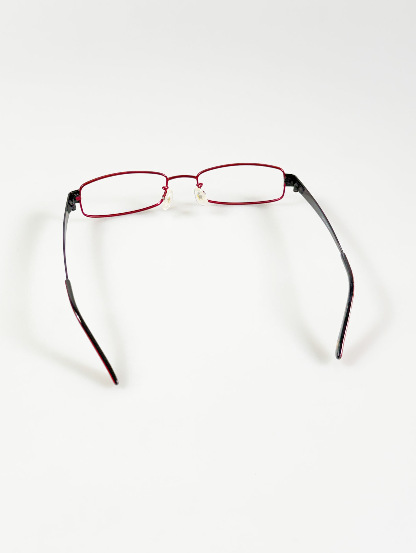LUXURY Occhiali Red & Black Slim Square Metal Glasses