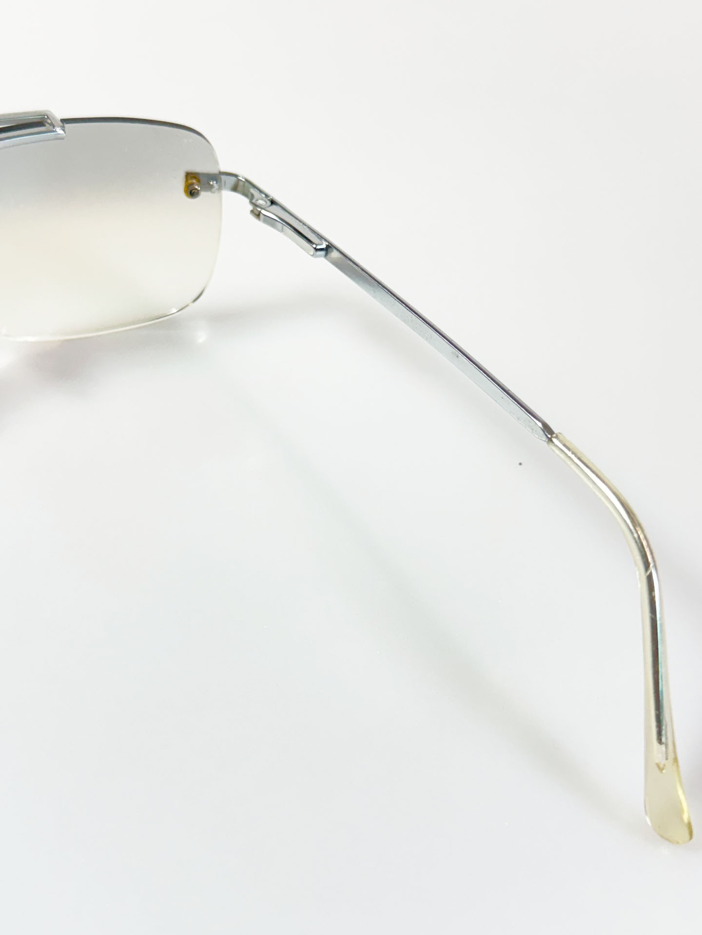 90’s Silver Double Bridge Rimless Square Metal Sunglasses