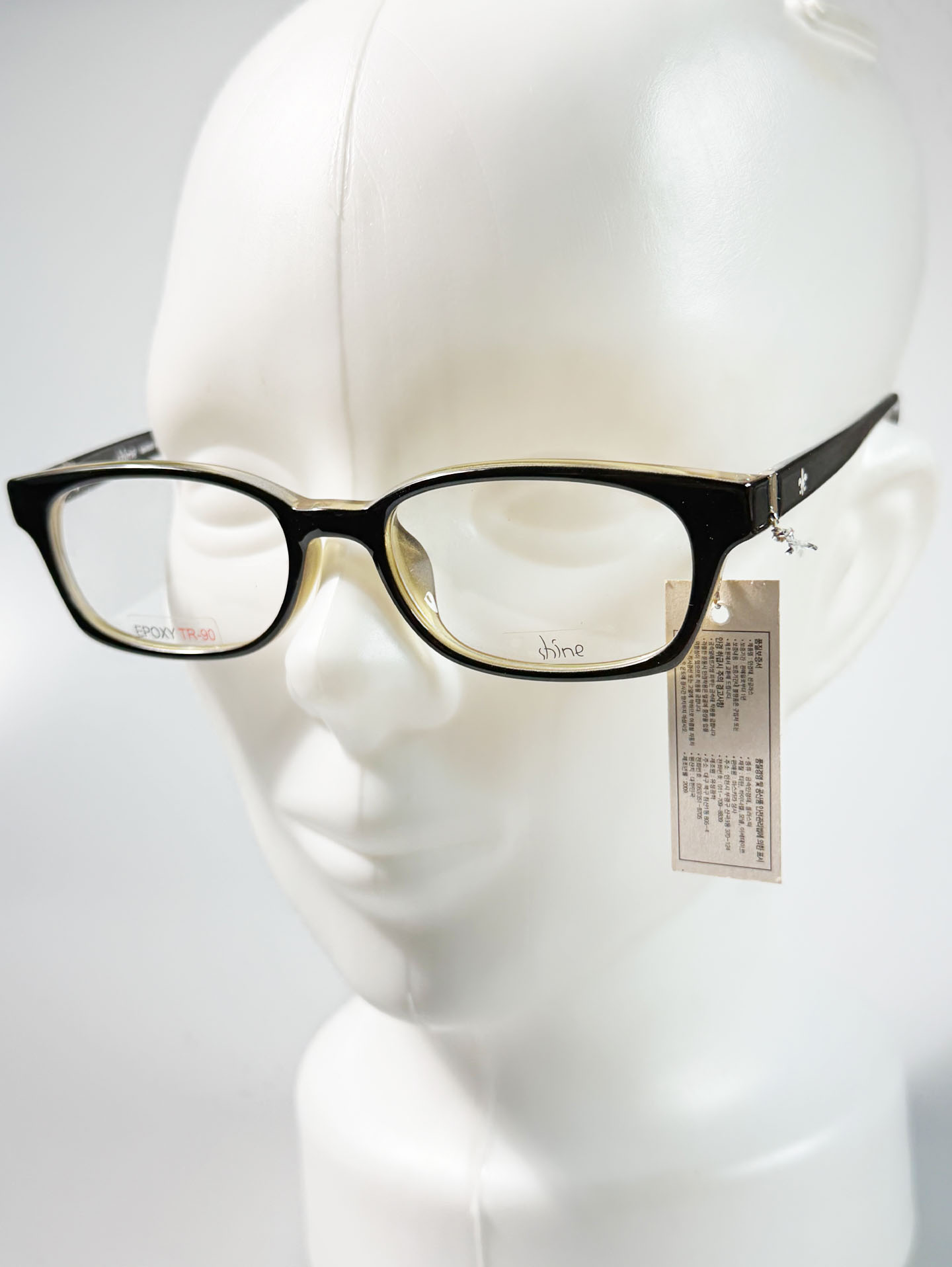 SHINE Epoxy Black Two-Tone Square Horn-Rim Frame Glasses