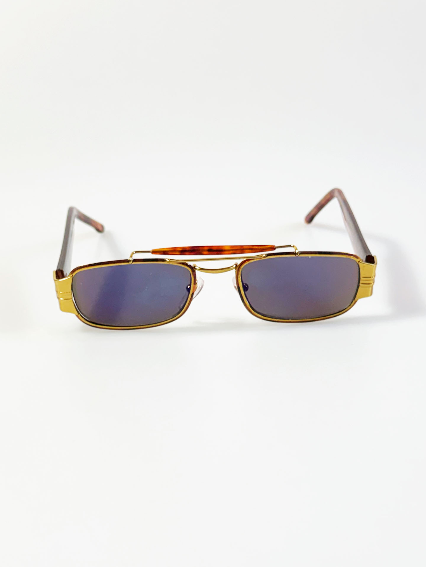 90's VINNY Gold Double Bridge Square Metal Sunglasses