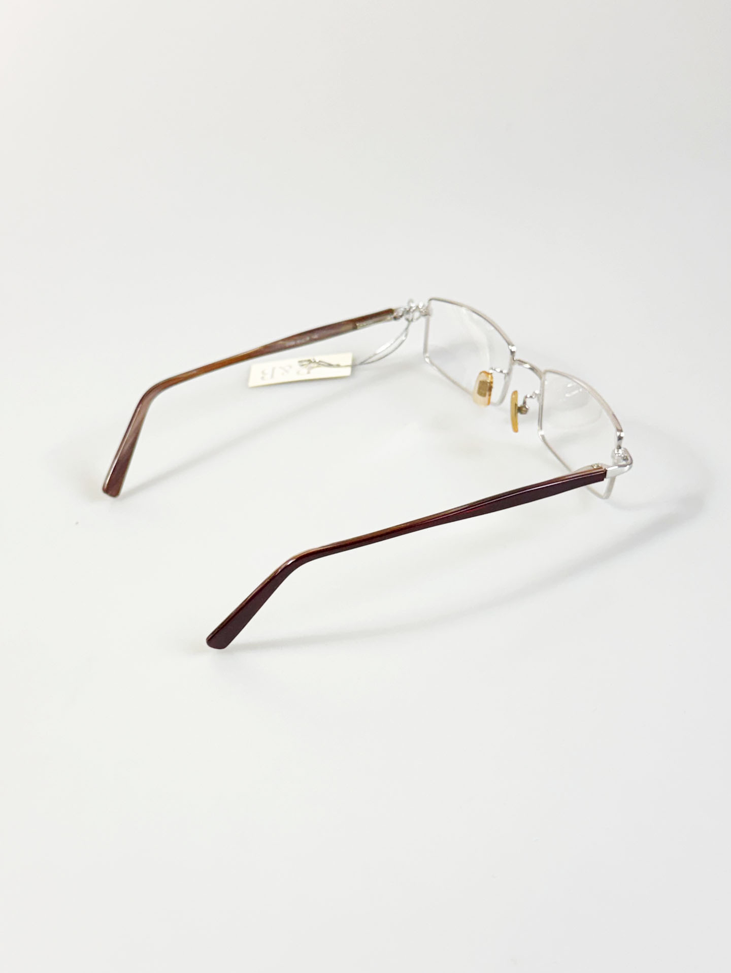 R&B Eyewear Silver Slim Square Metal Glasses