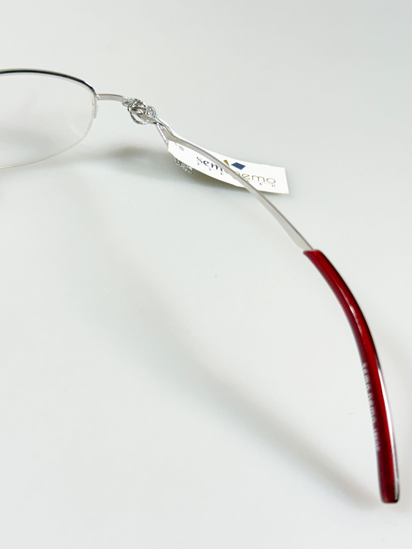 SEMONEMO Silver Semi-Rimless Oval Metal Glasses