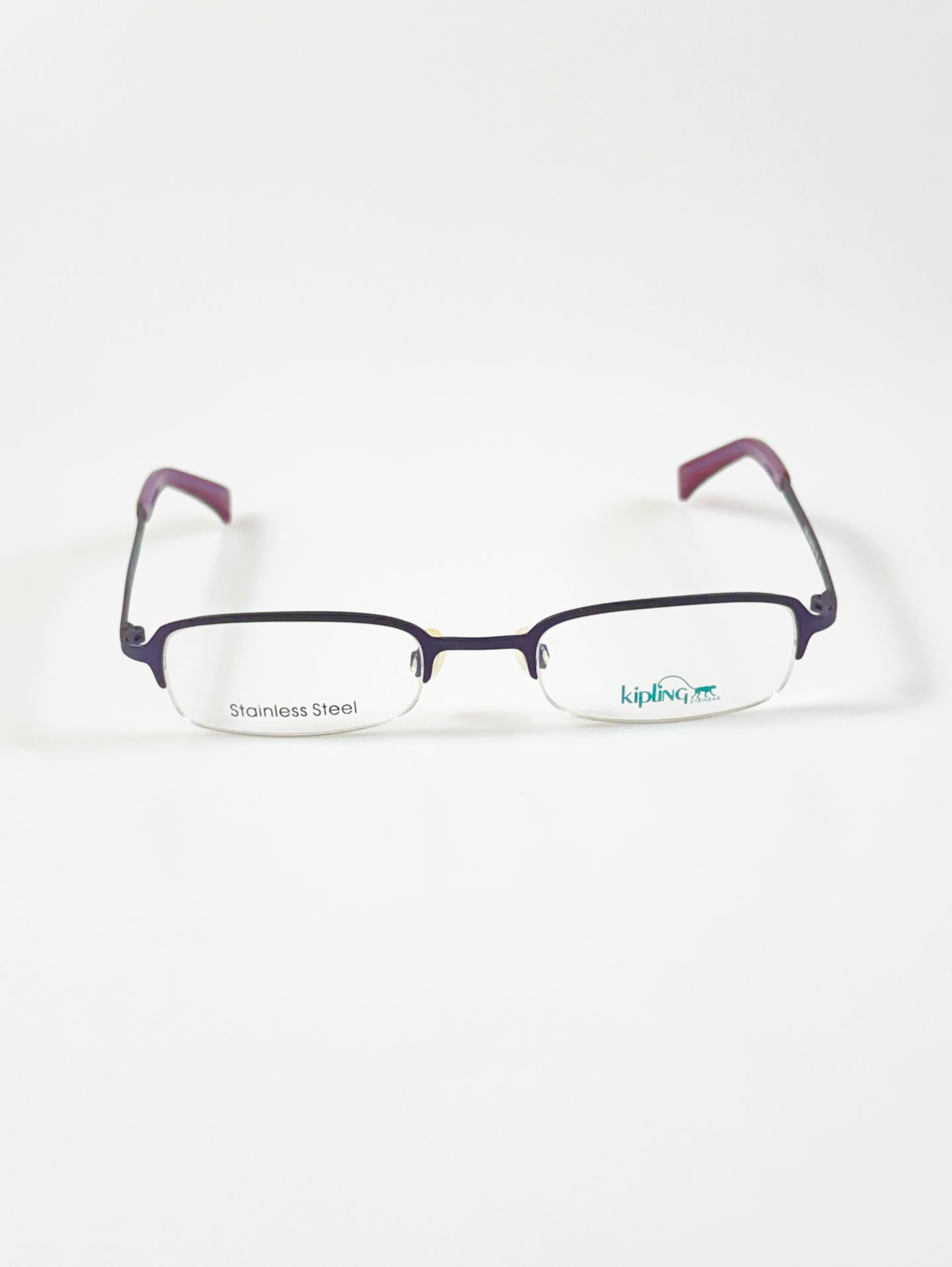 Kipling Deep Purple Square Semi-Rimless Metal Frame Glasses