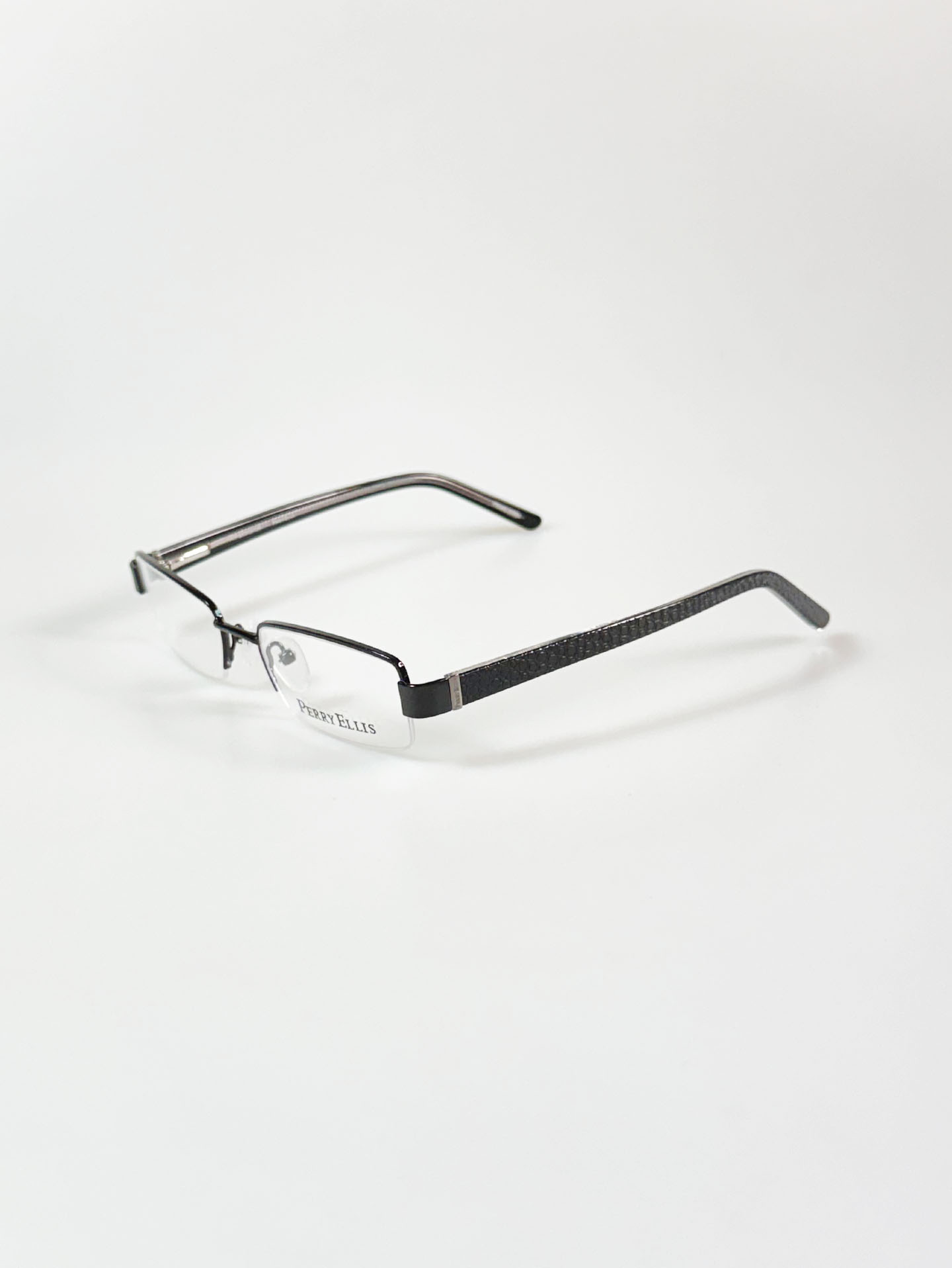 Perry Ellis Semi-Rimless Square Metal Frame Glasses