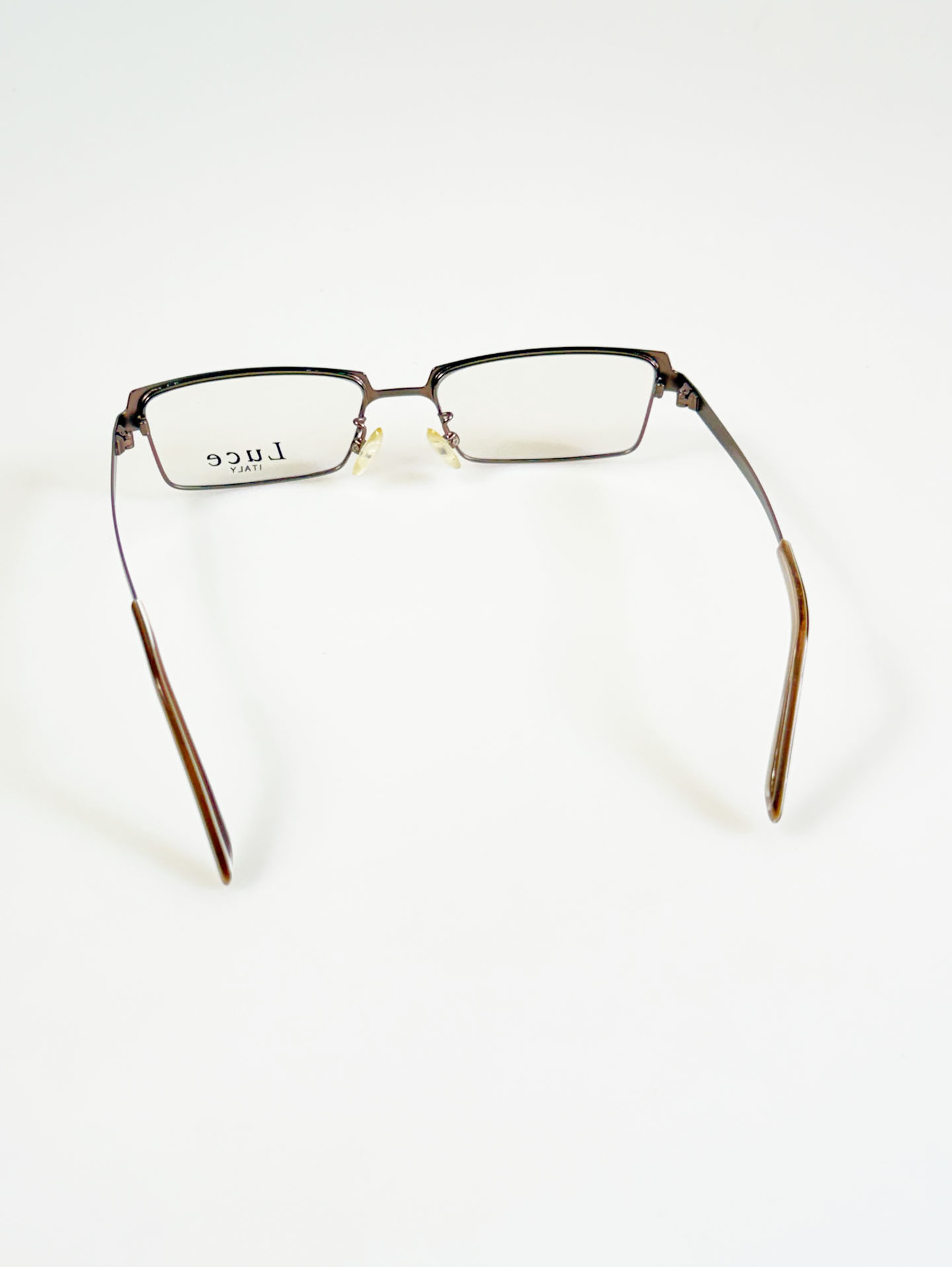 LUCE ITALY Brown Square Browline Metal Frame Glasses
