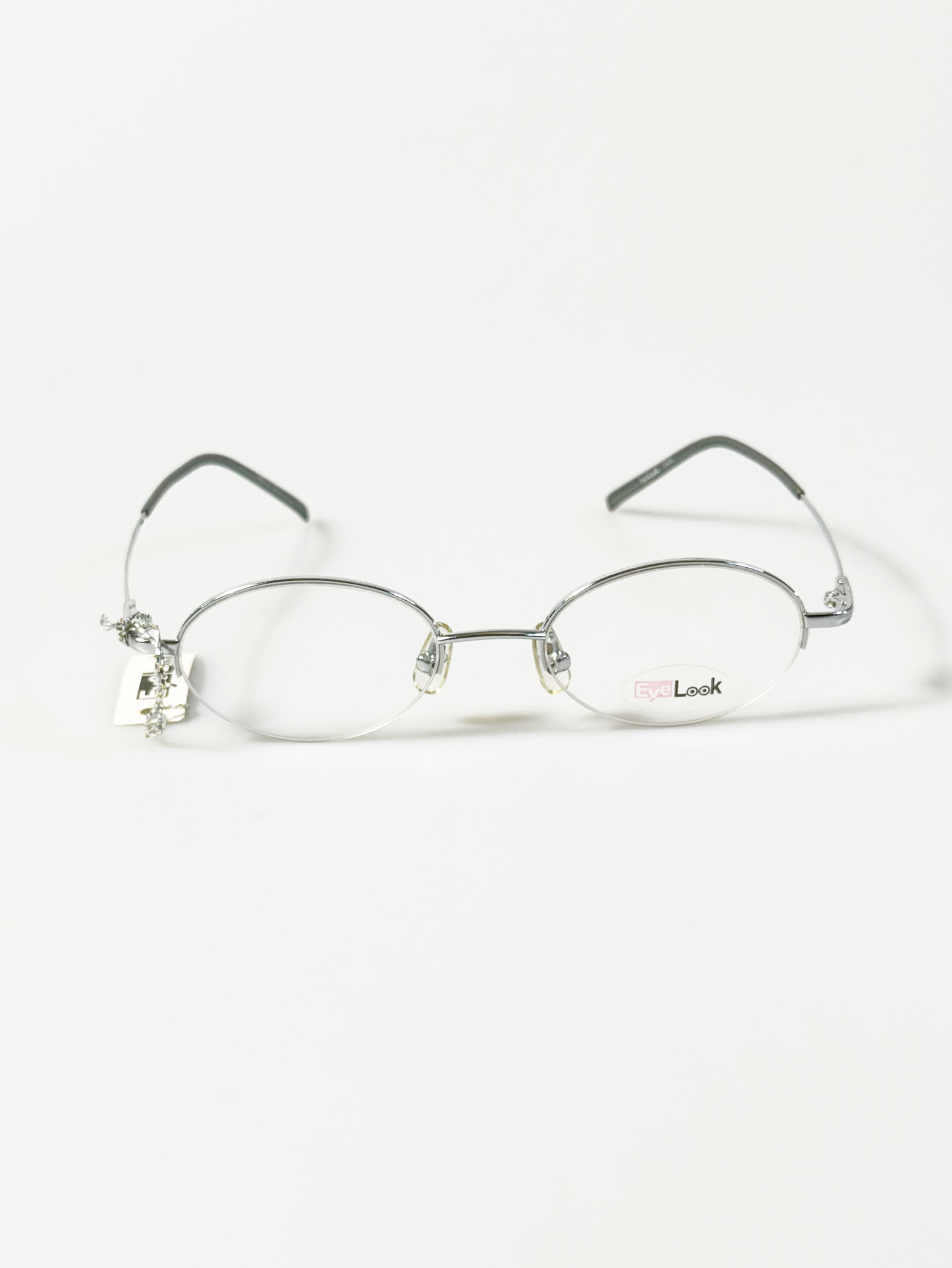 EyeLook Slim Silver Half-Rim Metal Oval Frame Glasses