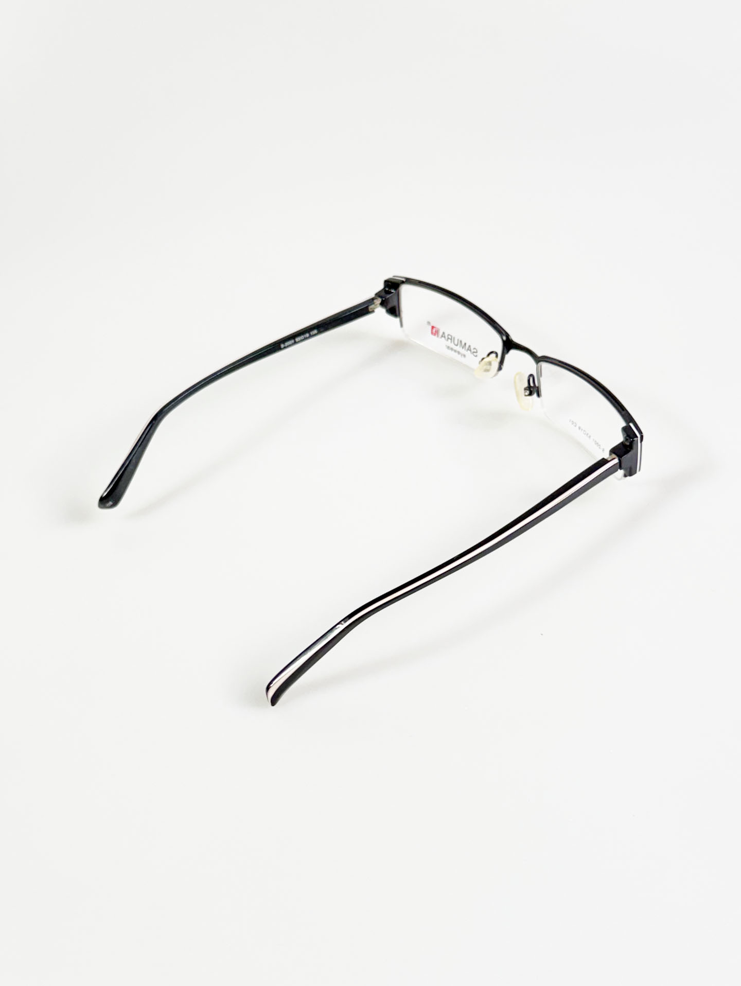 LUXURY Eyewear Bronze Slim Square Metal Frame Glasses SAMURAI Eyewear Black Square Half-Rim Metal Fr