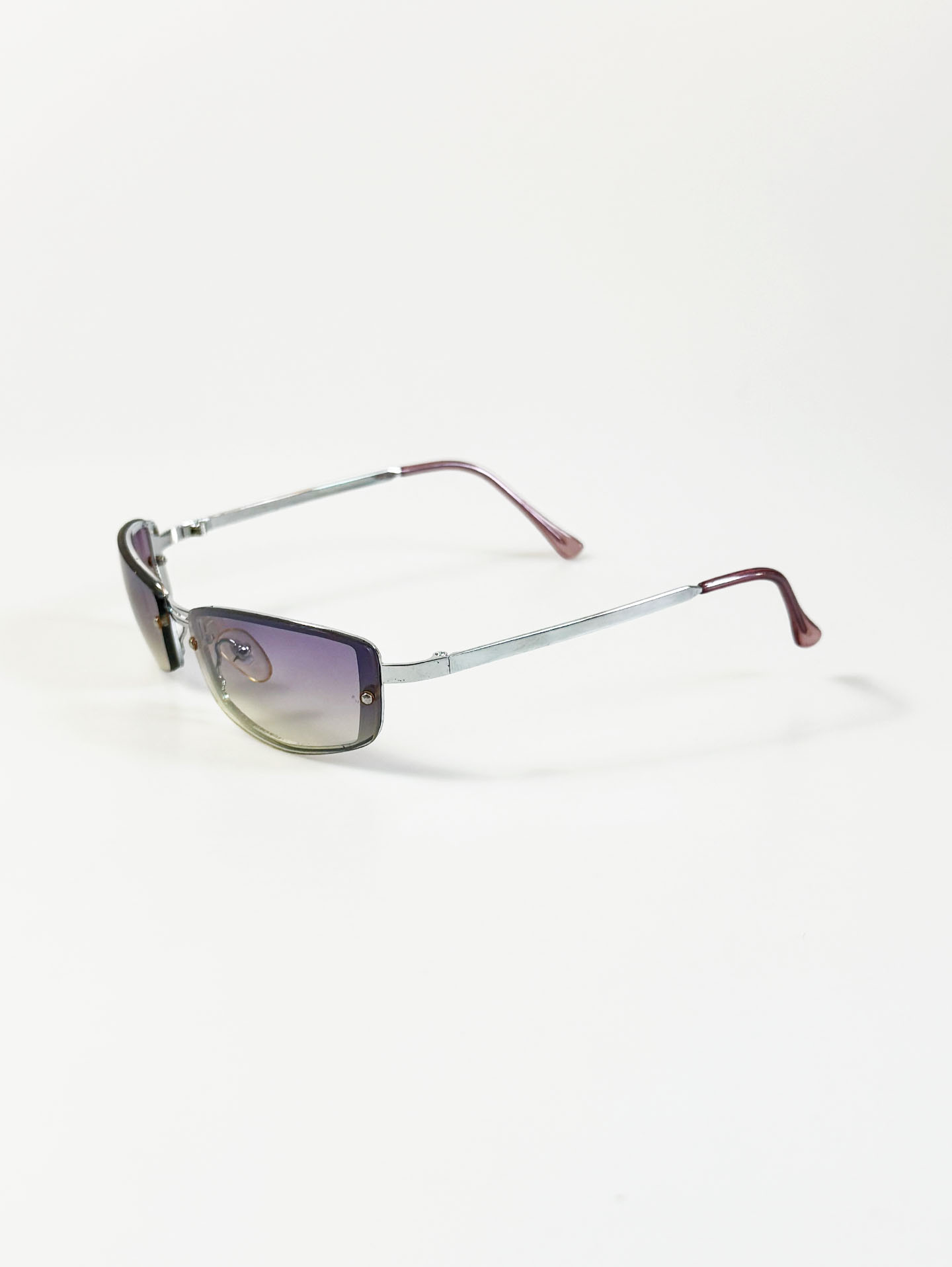 Rimless Square Metal Frame Tint Sunglasses