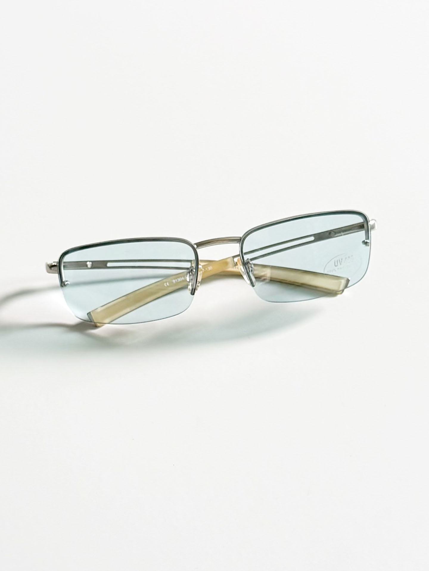 INKOGNITO Rimless Square Metal Blue Tint Sunglasses
