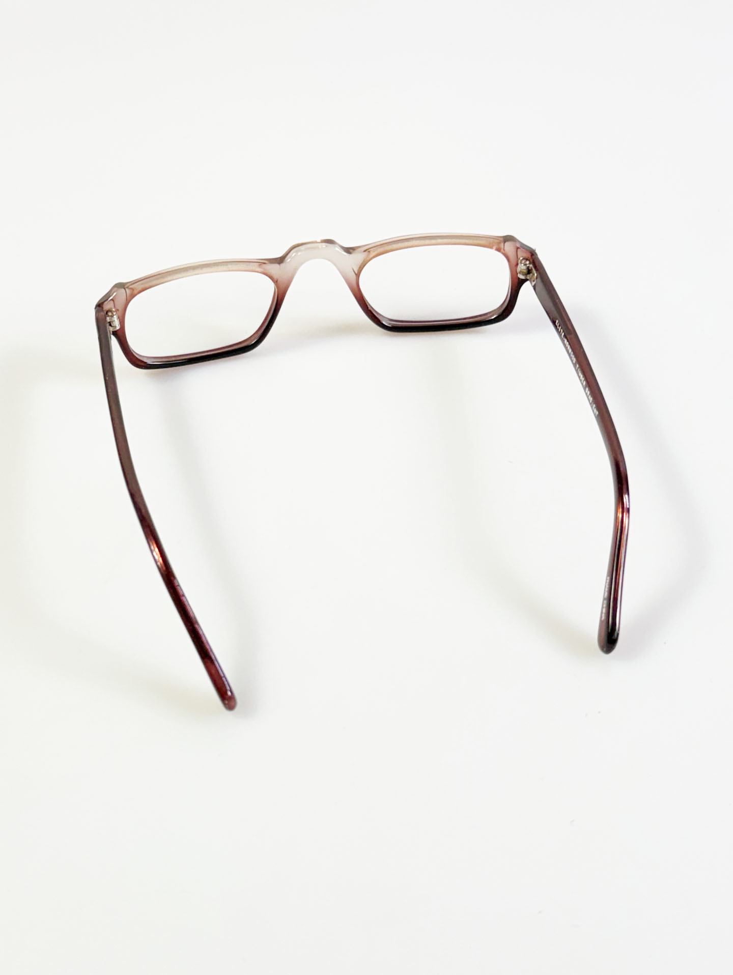 90's ELITE Smoky Brown Gradient Square Acetate Horn-Rim Glasses
