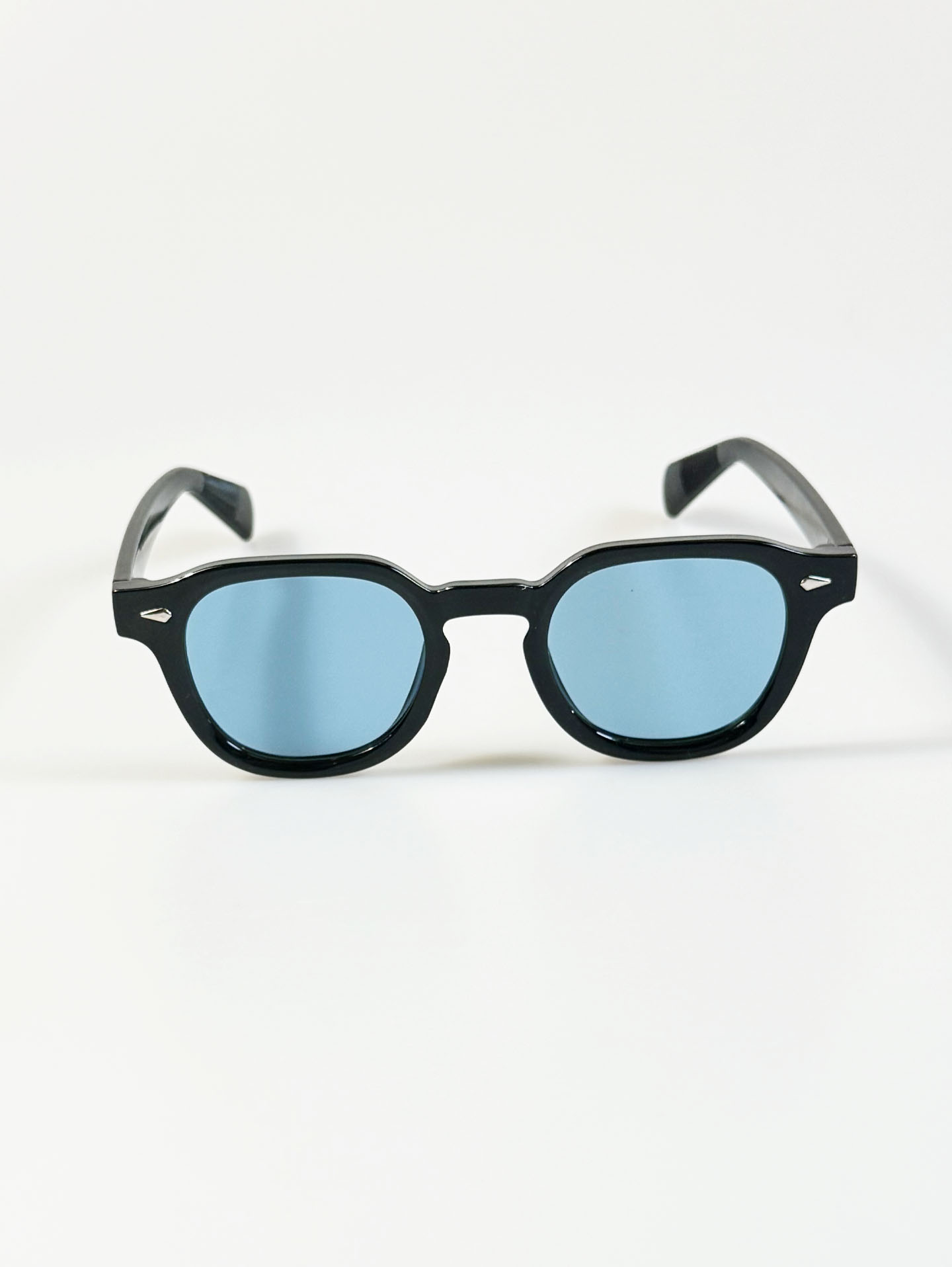 Glossy Black Oval Horn-Rim Tint Sunglasses