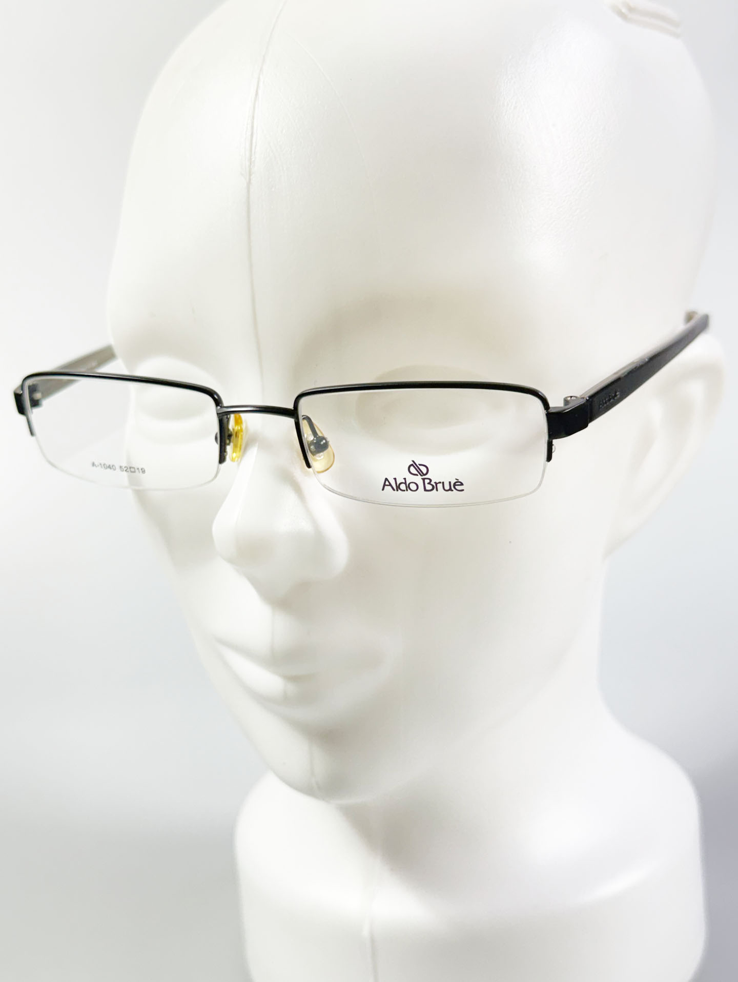 Aldo Brue Black Square Half-Rim Metal Glasses