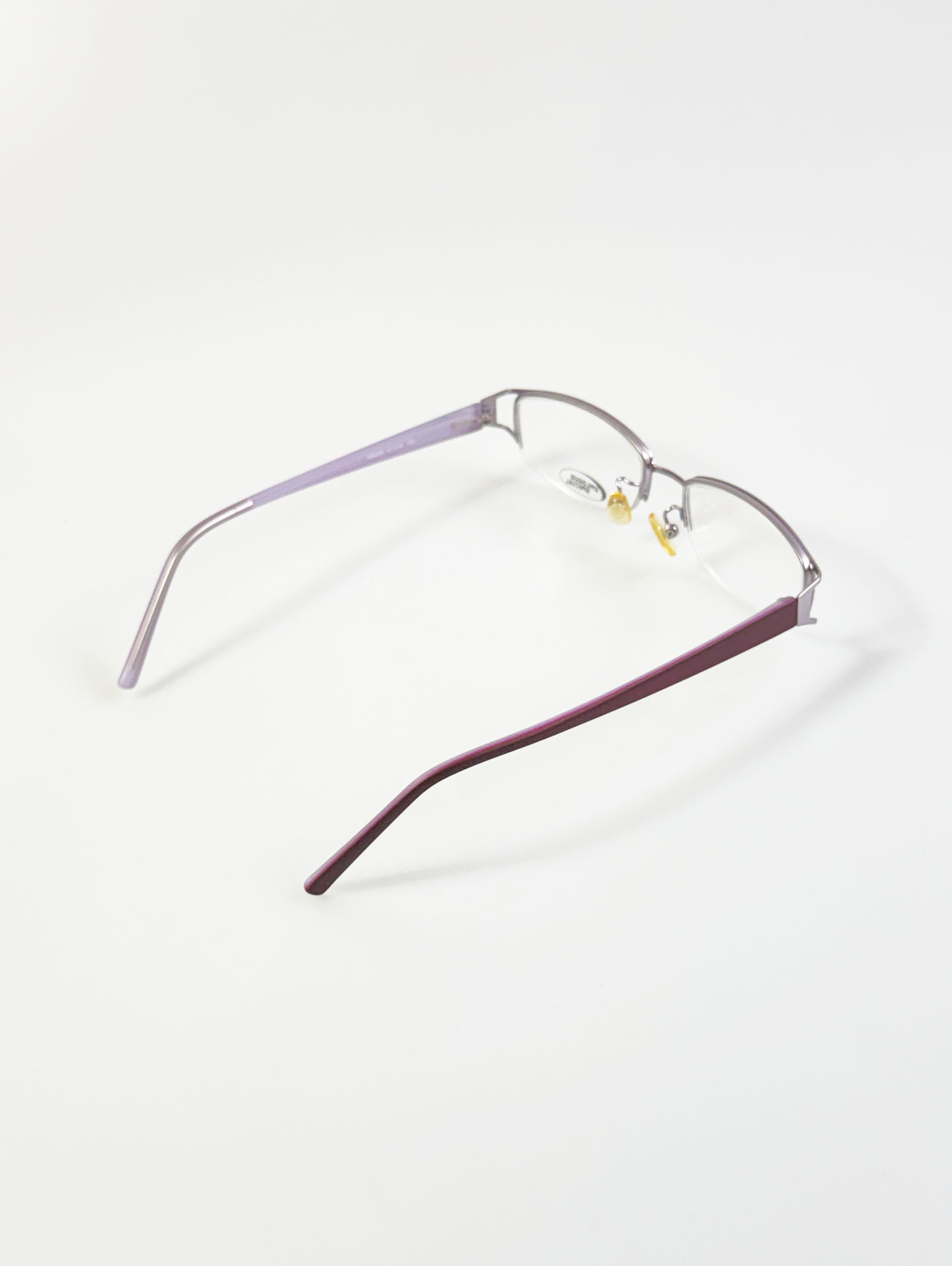 EPILOGUE Lavender Silver Half-Rim Square Metal Glasses